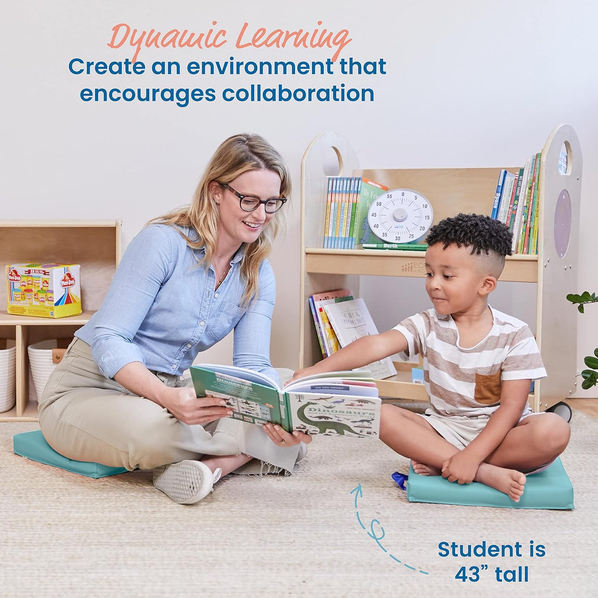 ECR4Kids SoftZone - Cojines de suelo, cuadrados, asientos flexibles, espuma de mar, 6 piezas