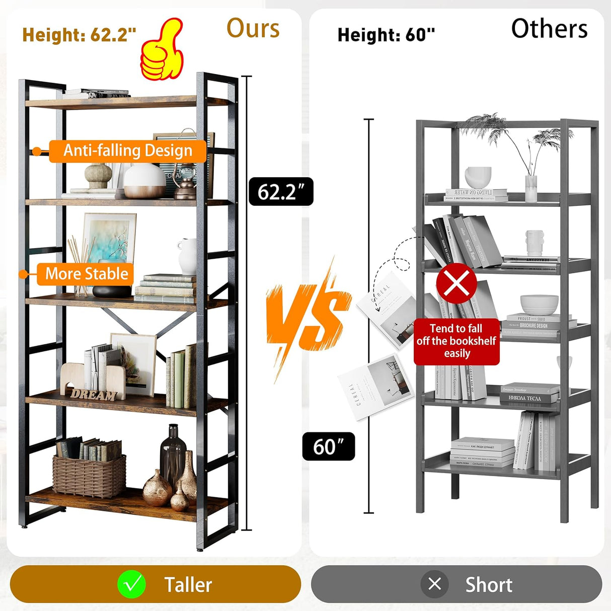 Estantería Shintenchi, 5 niveles, moderna para libros y CDs