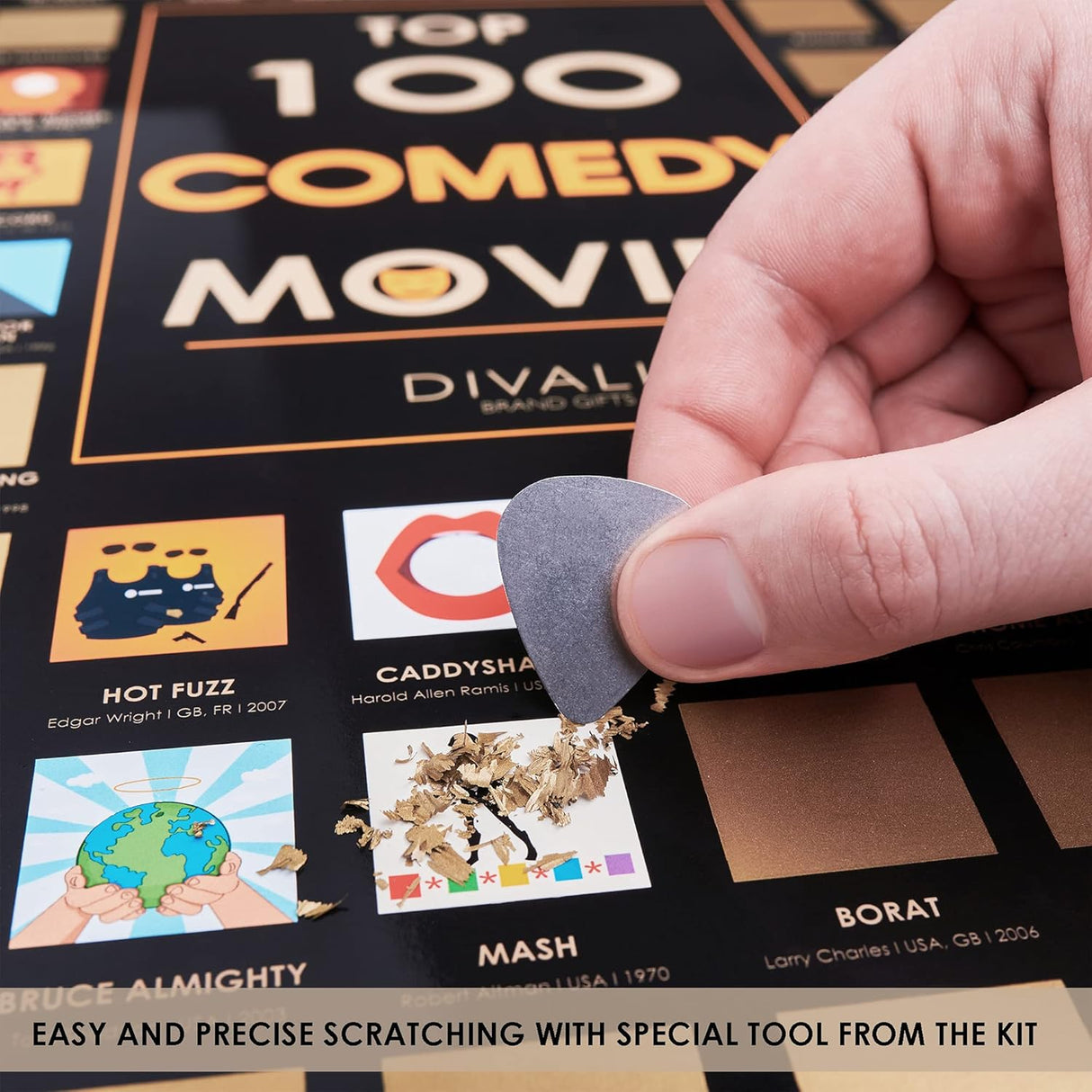 Póster Rascable de 100 Películas de Comedia: Lista de Deseos