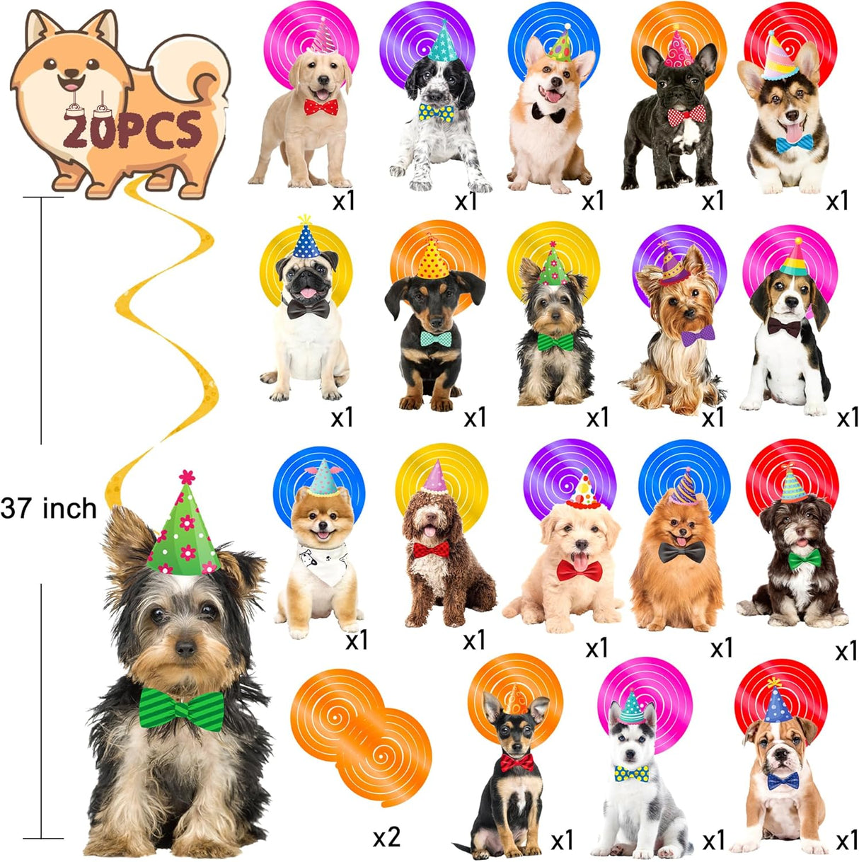 Decoraciones Colgantes para Fiesta de Cumpleaños de Perros