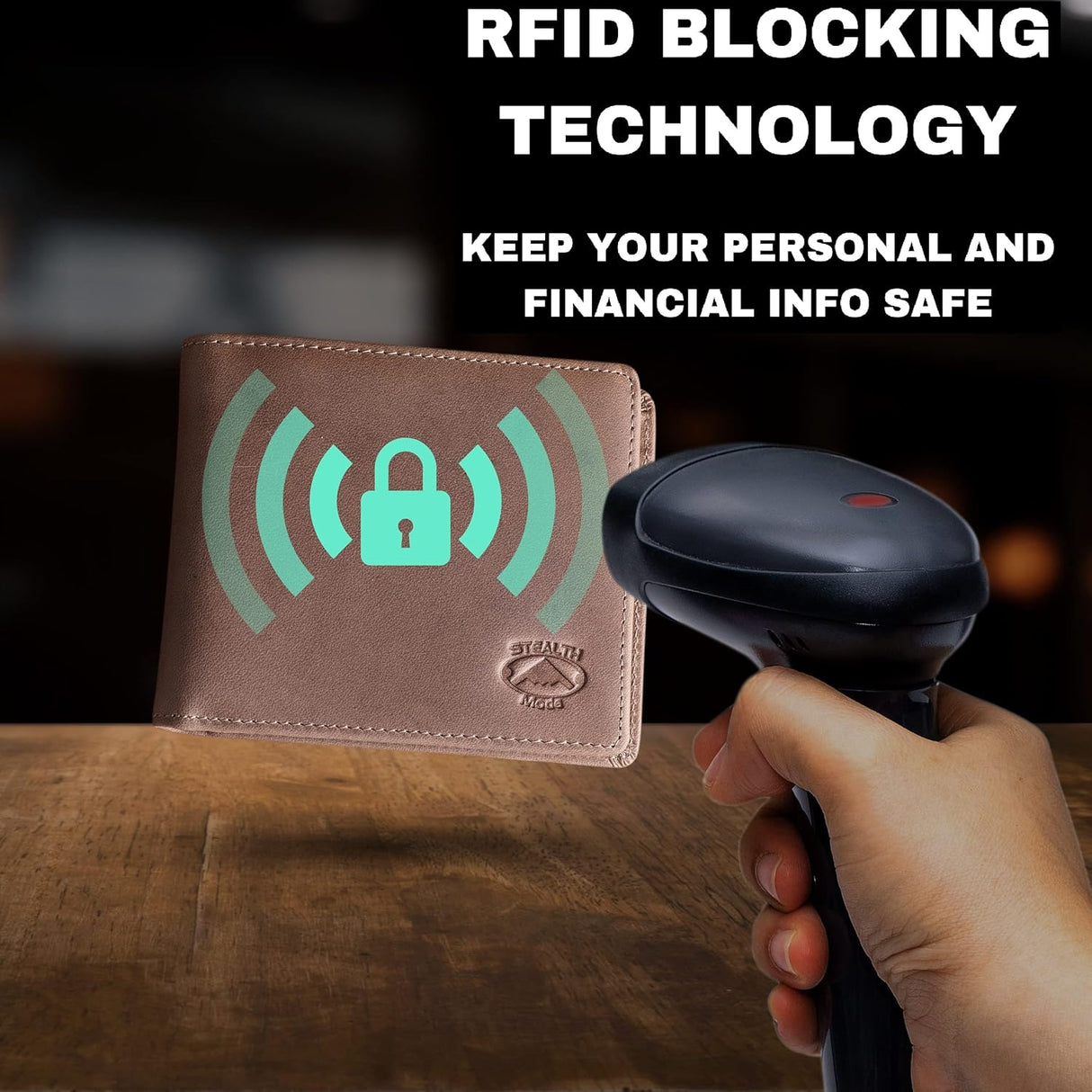 Billetera Bifold de Cuero para Hombre con Ventana de ID y RFID