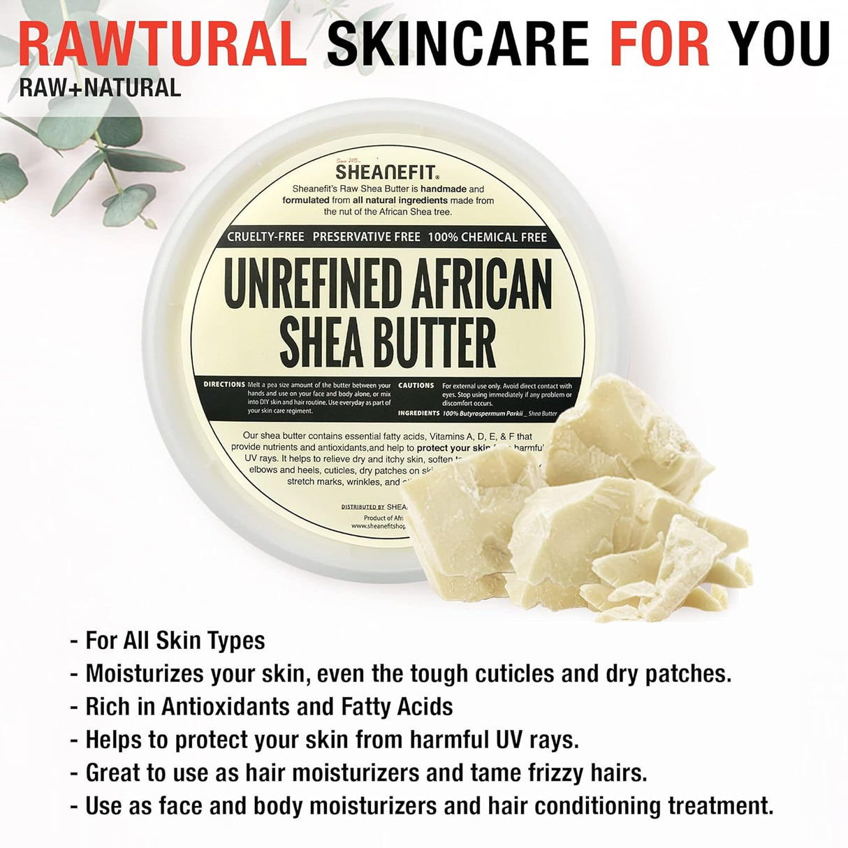 Manteca de Karité Africana Cruda, Hidratante Natural Diario