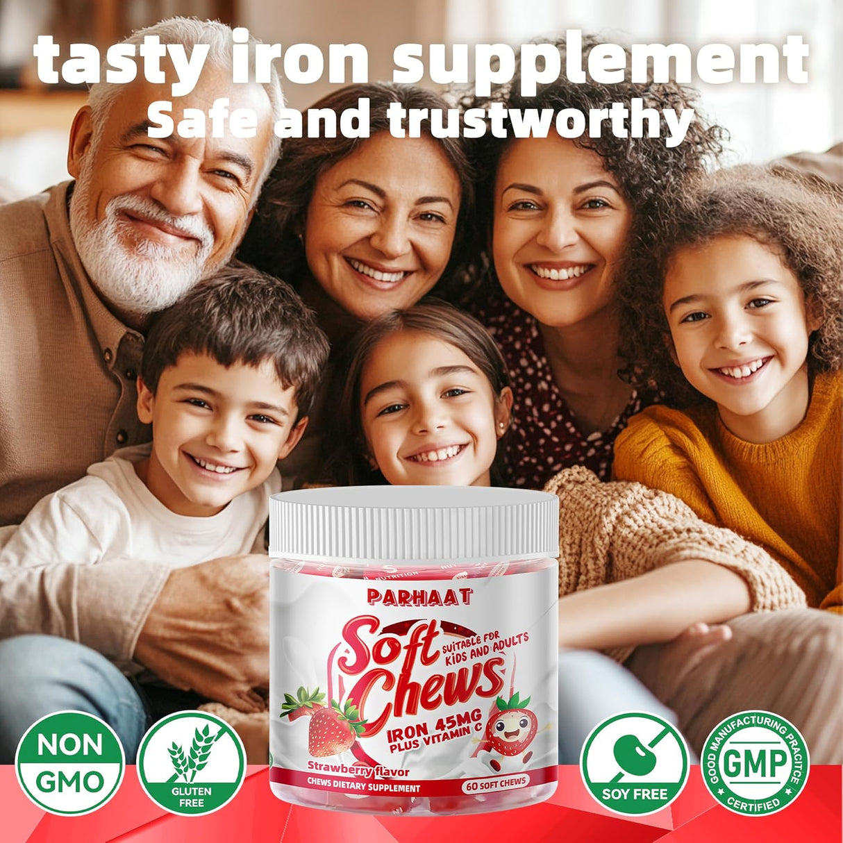 Suplemento de Hierro en Caramelos con Vitamina C Marca IronSoft 60u