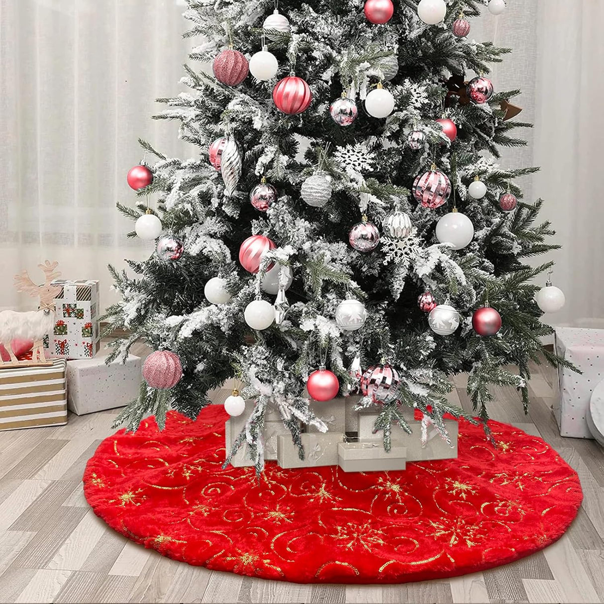 Funda de árbol de Navidad, decorativa, con copos de nieve, 78cm