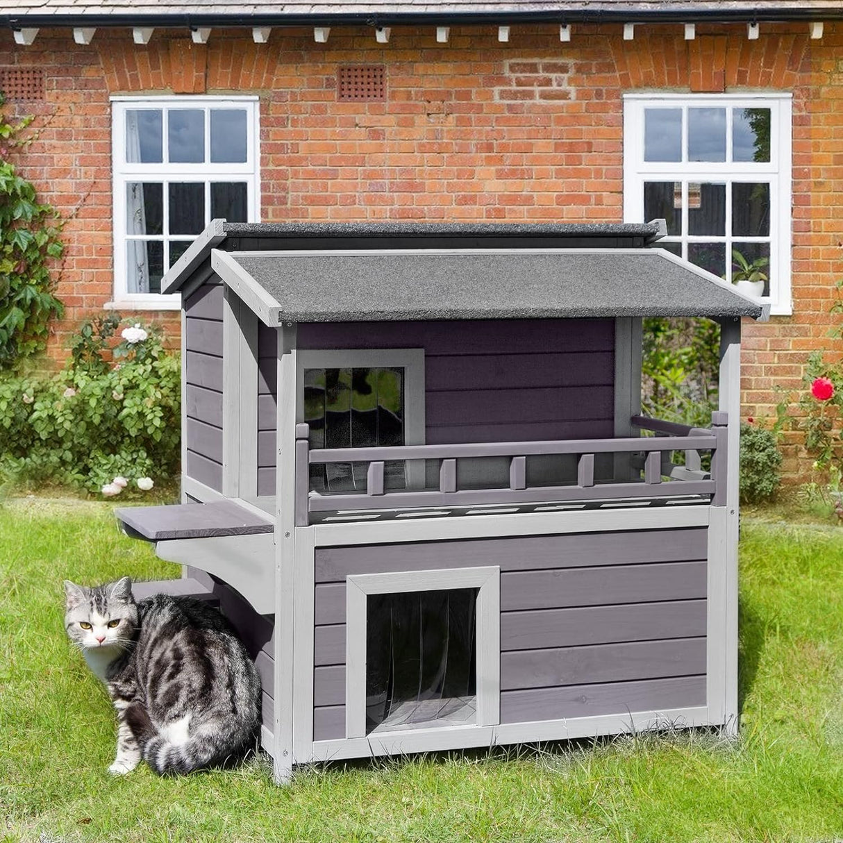 Casa para Gatos Feral, Wooden Kitty, Impermeable, Modelo Balcón