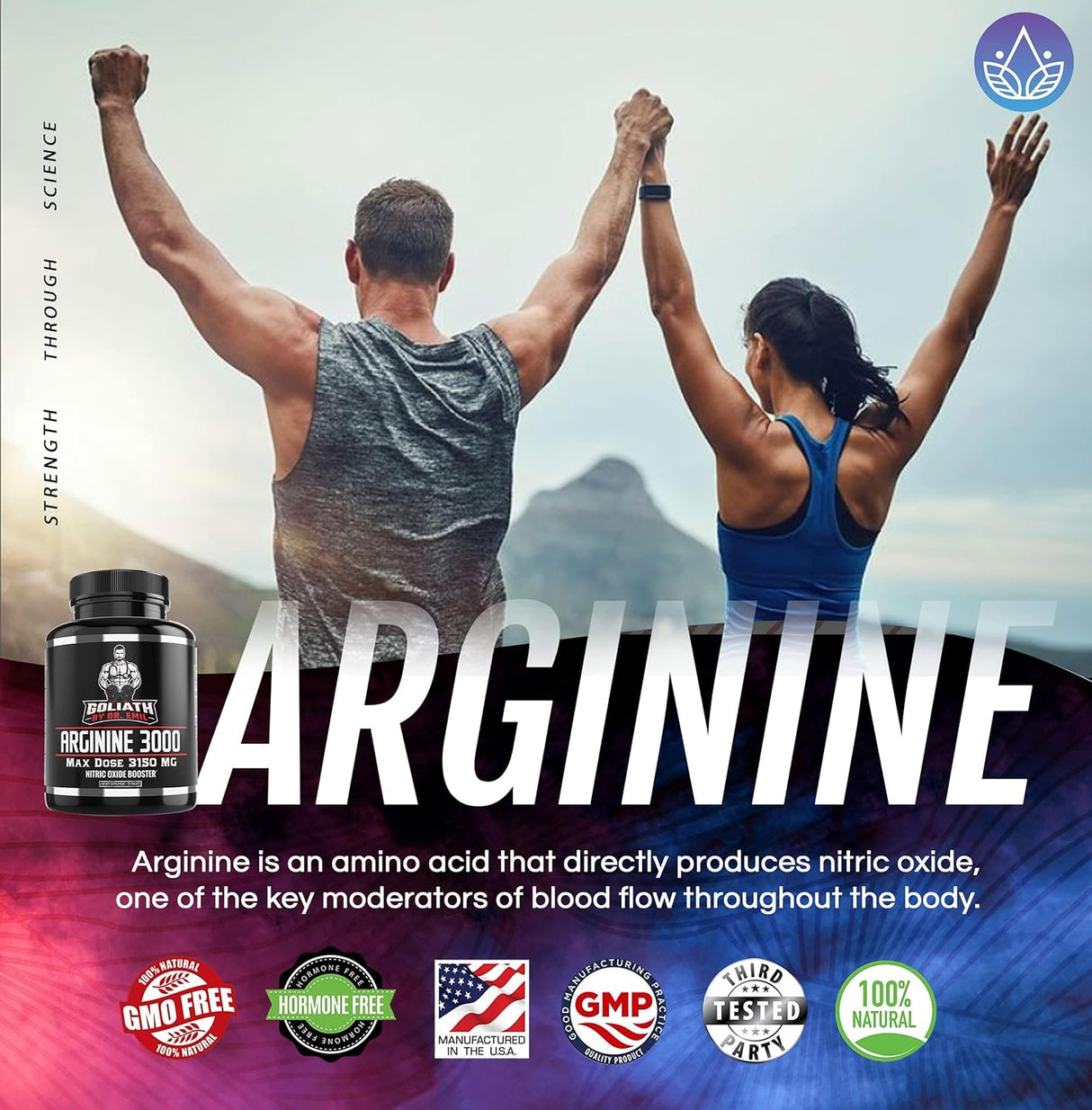 Suplemento L-arginina (3150 mg) para el crecimiento muscular
