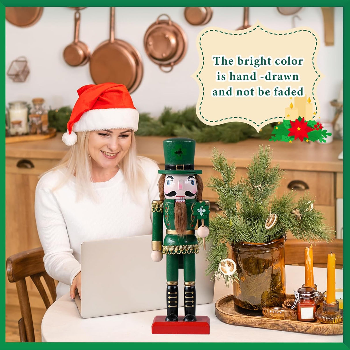 Adornos Navideños de Trébol de Cuatro Hojas - Figuras de Madera