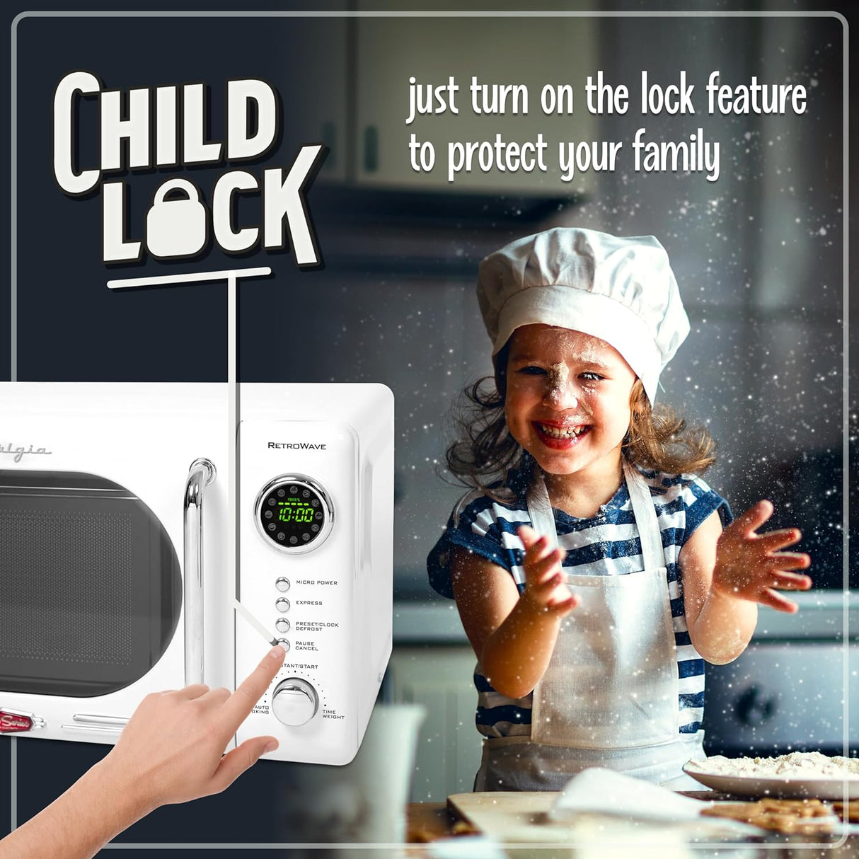 Microondas Nostalgia Retro 0.7 Cu. Ft. 700W con Display LED