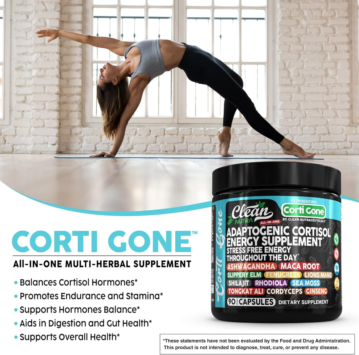 Corti Gone Suplemento para Cortisol Mujer | Maca, Ashwagandha