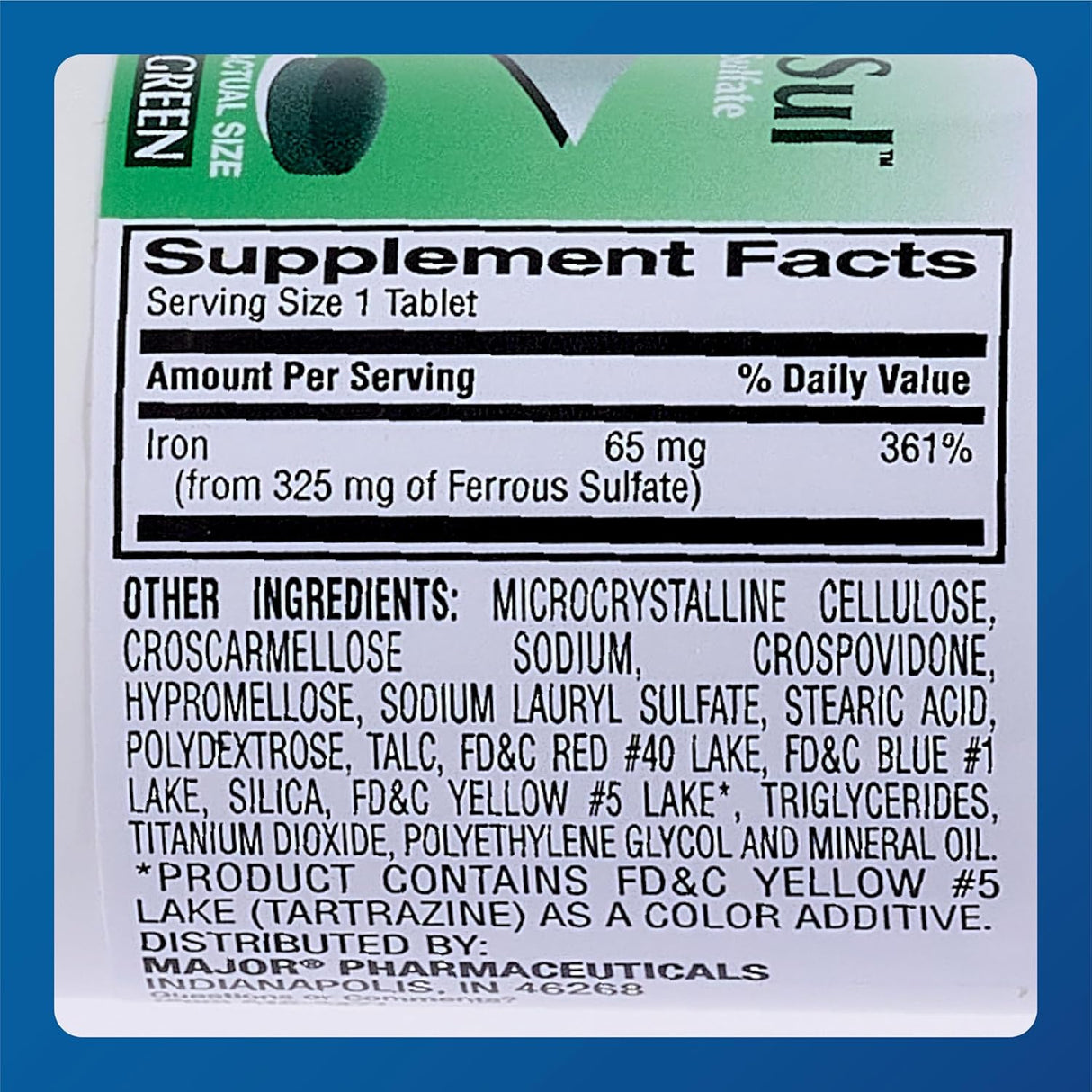 Suplemento de Hierro Ferrosulfato 325mg - Major Ferosul 100u x2