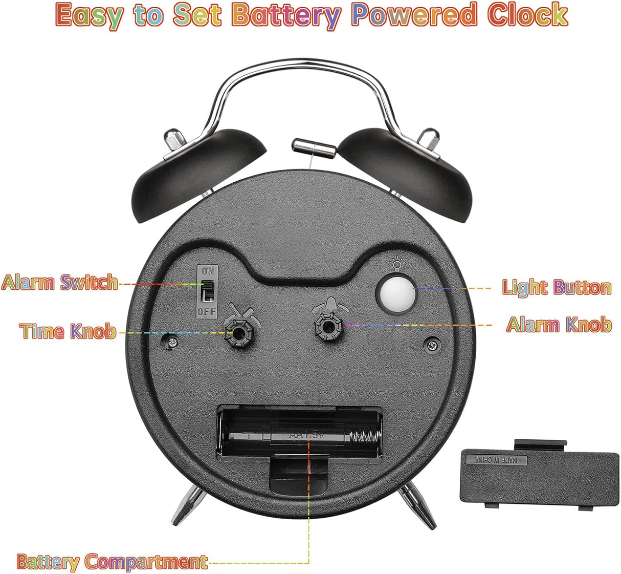 Reloj despertador analógico para niños, enseñanza del tiempo