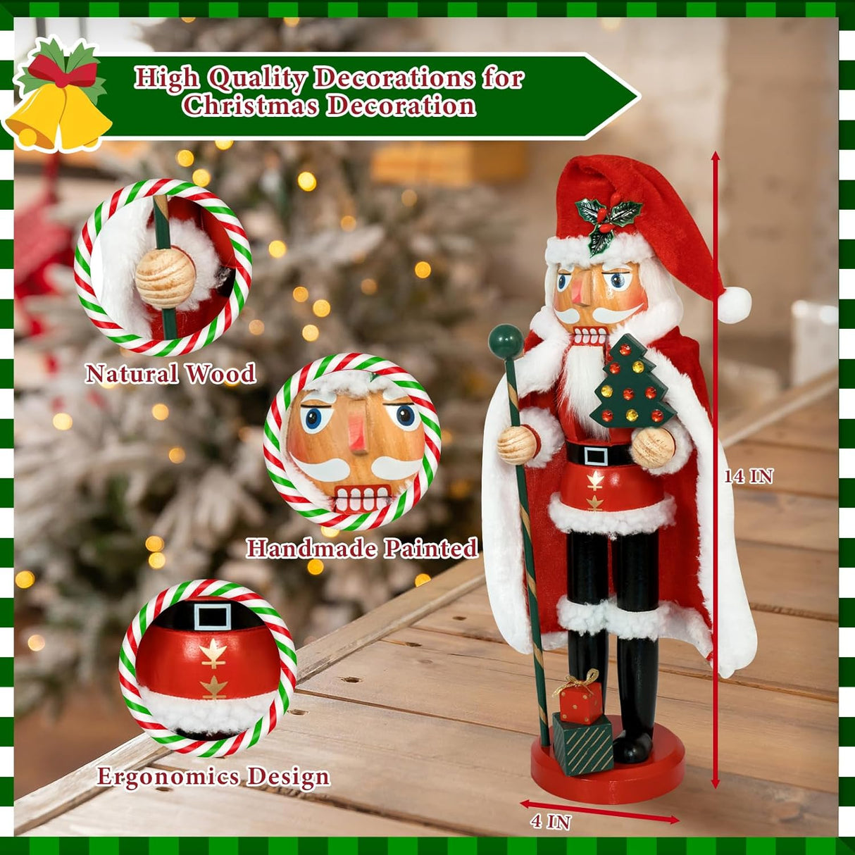 Figuras de Navidad - Decoraciones de Madera - 14 Pulgadas - Set