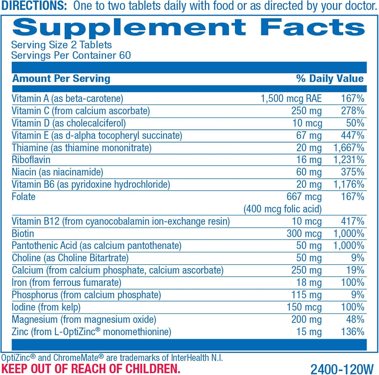 Suplemento Multivitamínico diario para hombres y mujeres