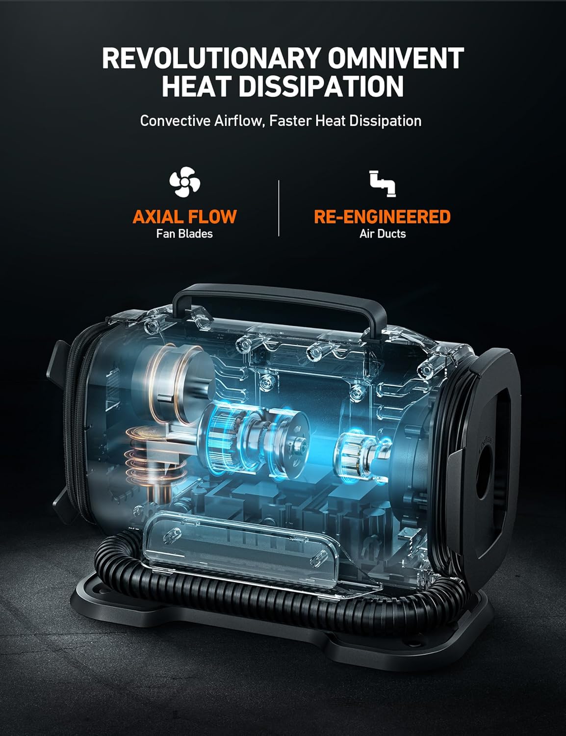 Inflador de neumáticos portatil150 PSI con motores y luz led