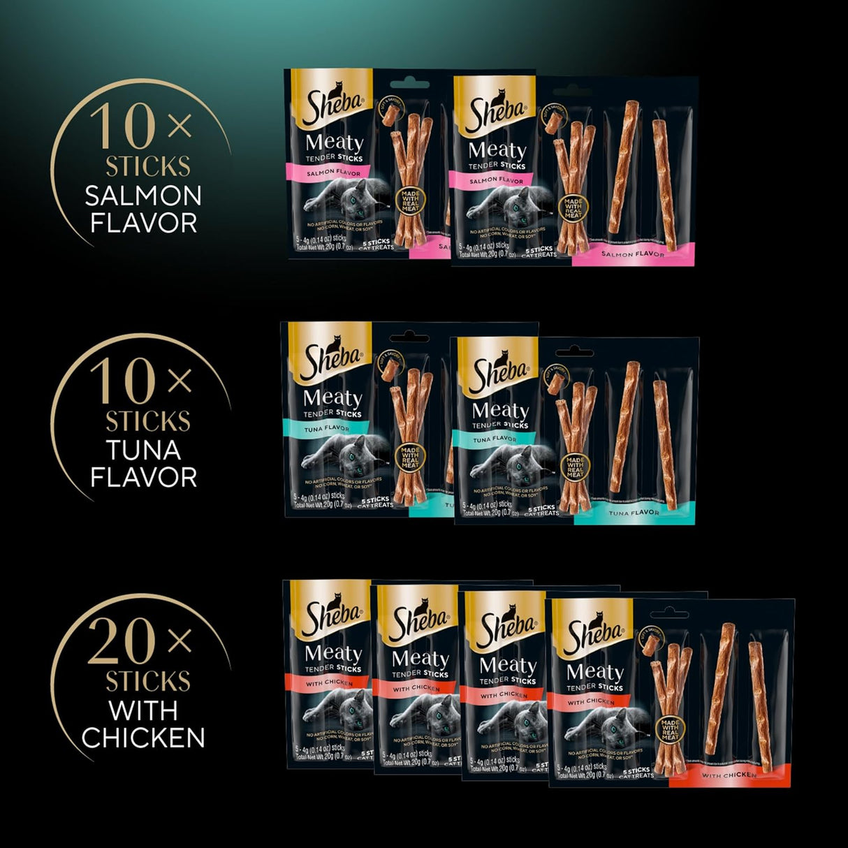 Sheba Golosinas Suaves para Gatos con Pollo y Atún, 40 Cts