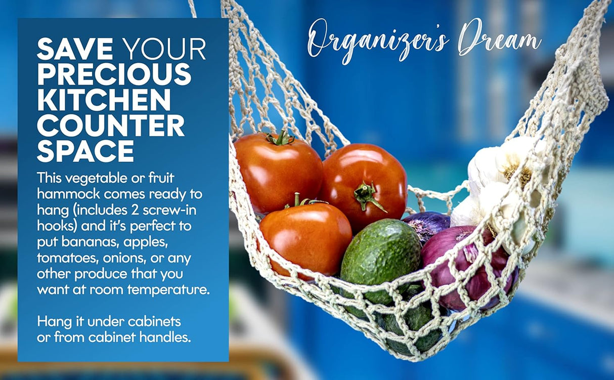 Hamaca Frutal de Algodón, 2 Piezas, Soporte y Ganchos incluidos