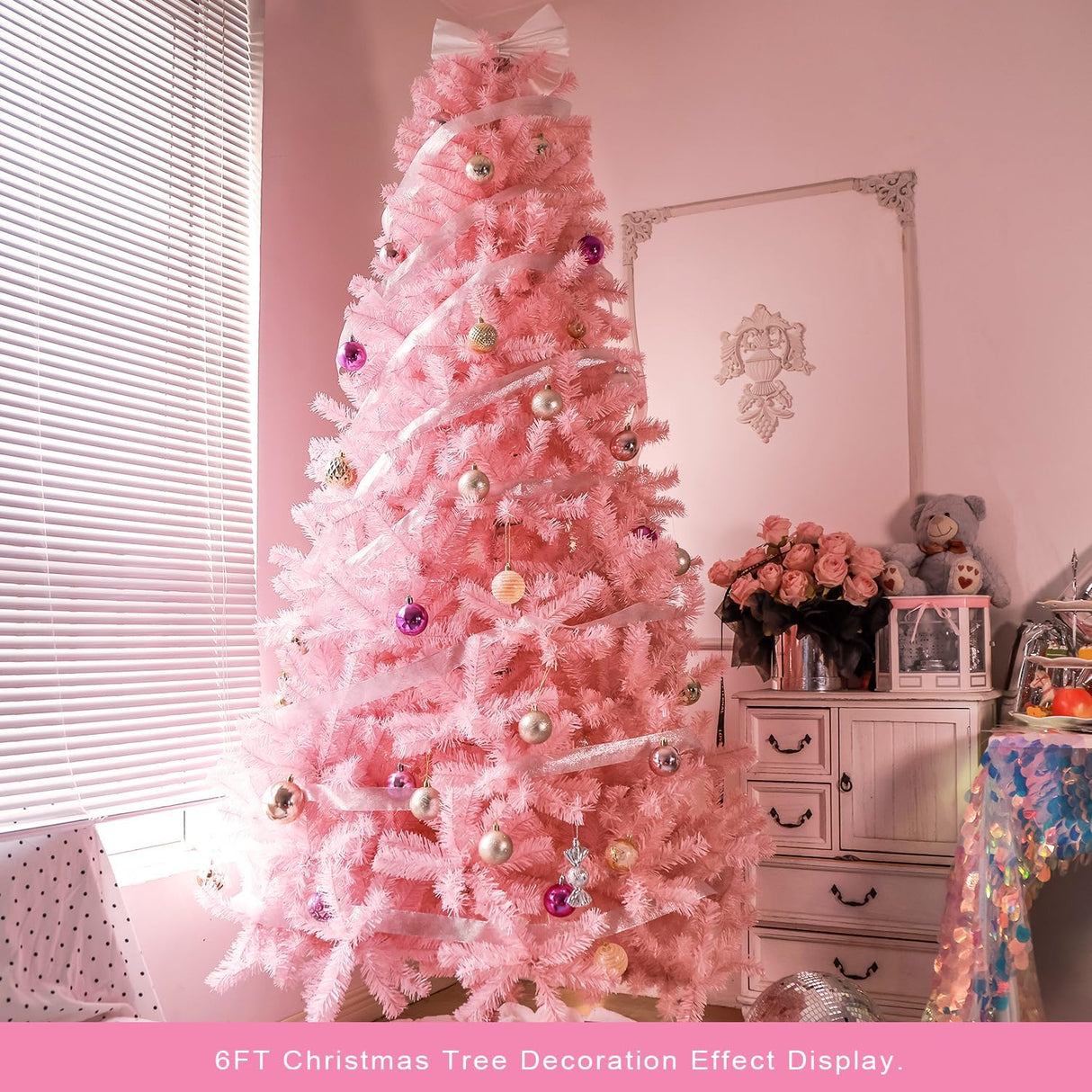 Árbol de Navidad Artificial de 5ft con Base Metálica Plegable