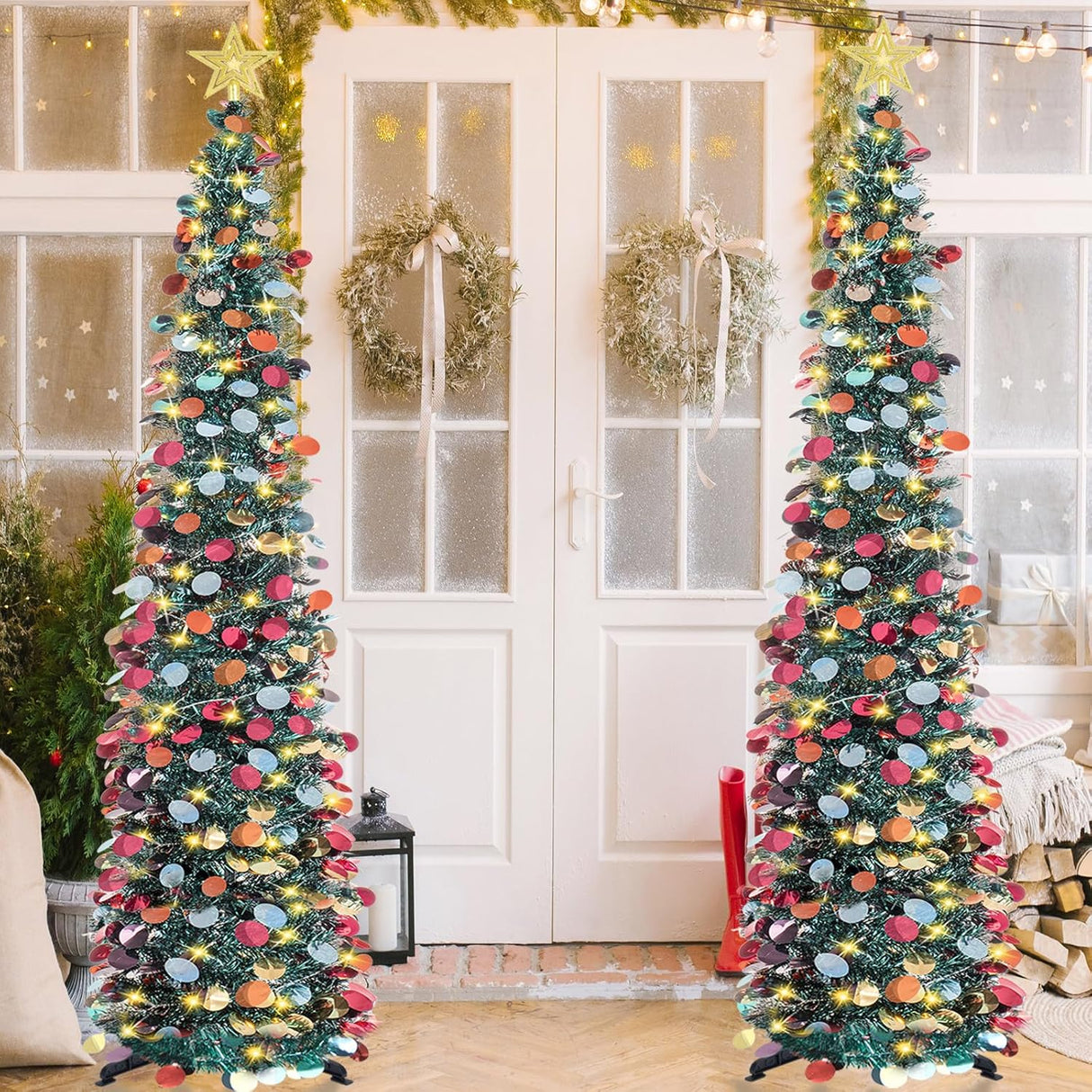 Árbol de Navidad Pop-Up 5 FT con luces temporizadas, modelo HMASYO