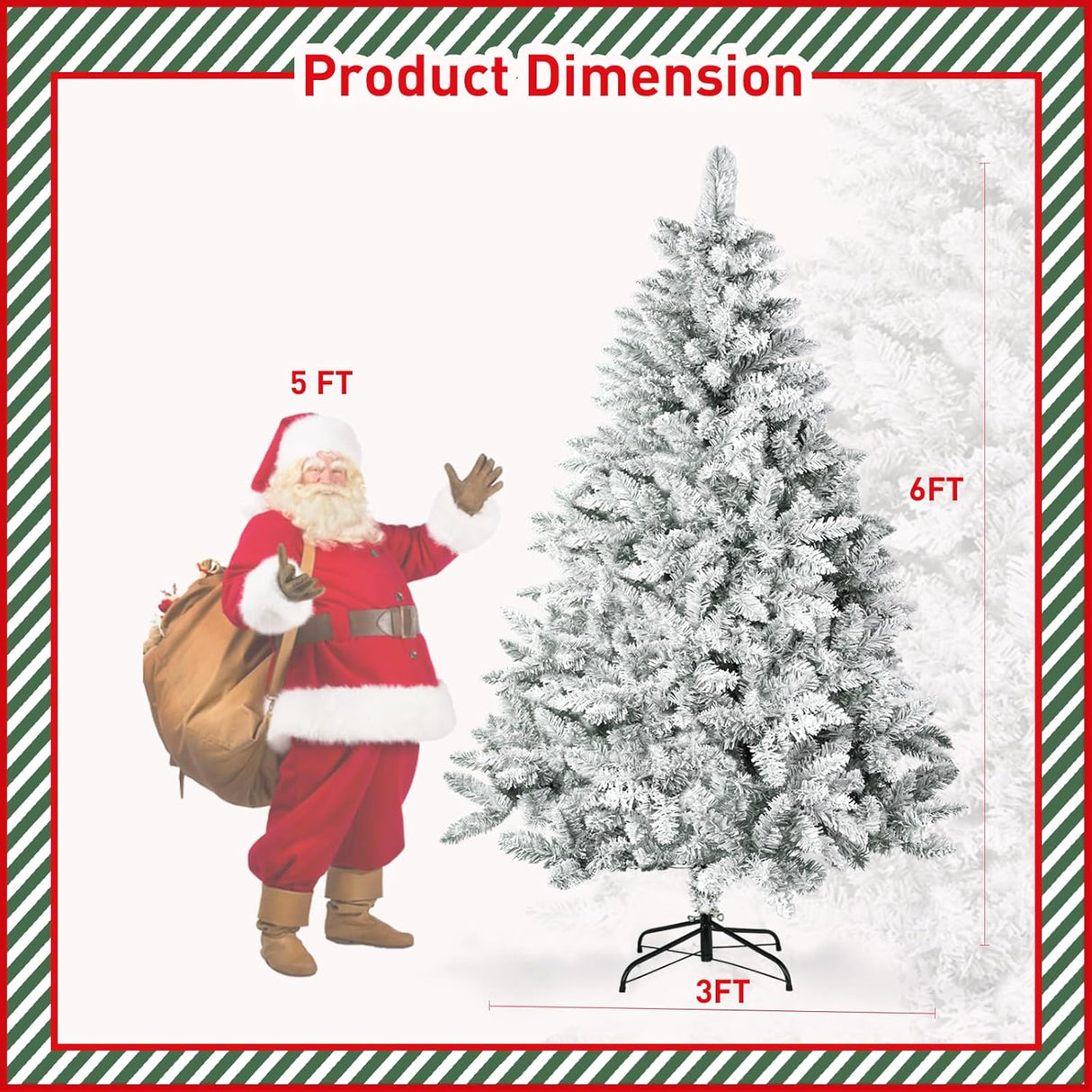 Árbol de Navidad Artificial 6FT, Premium, 1000+ Ramas de Nieve