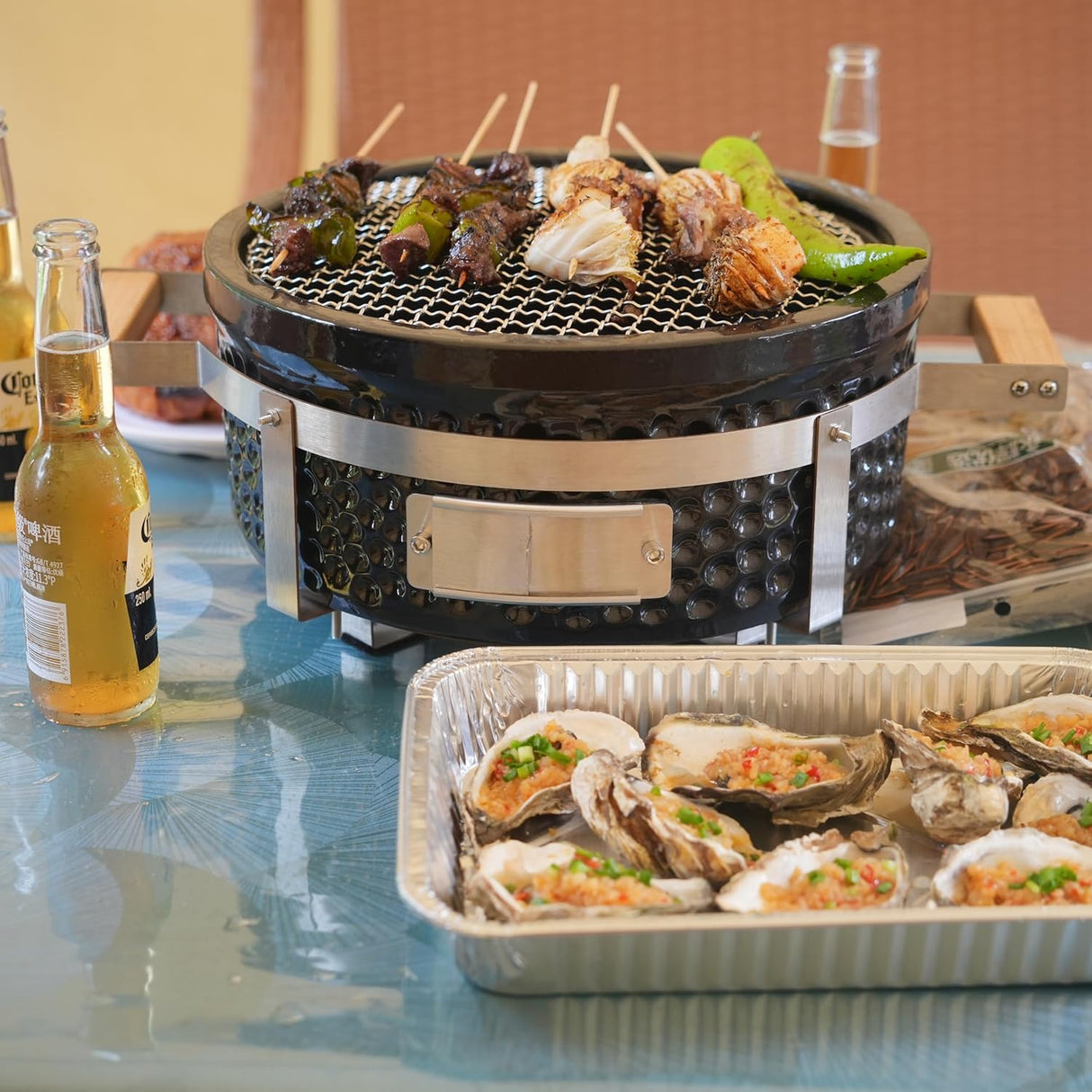 Parrilla Yakitori de Cerámica, Hecho a Mano, 14” - Grill Japonés