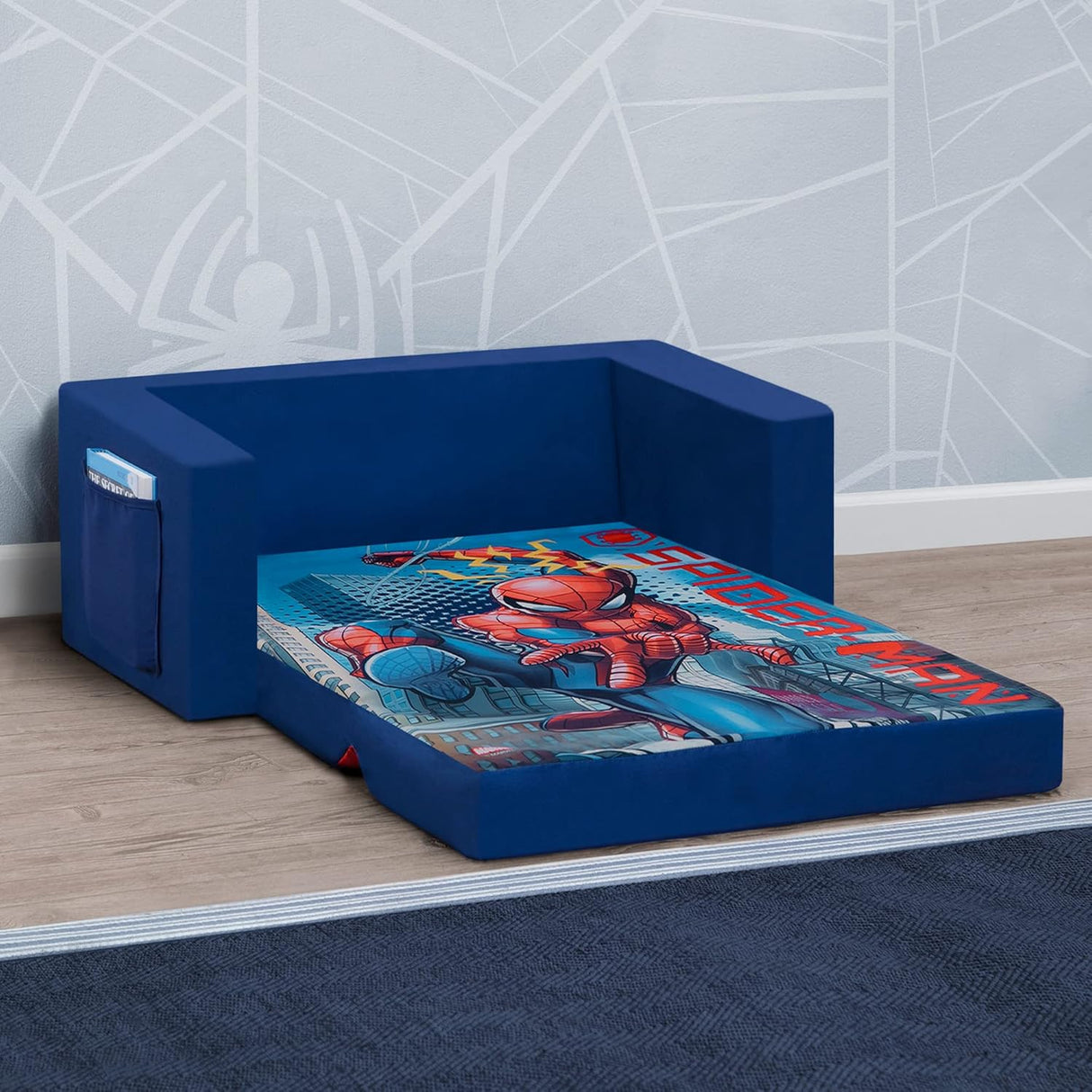 Silla transformable en cama para niños, diseño de Spider-Man