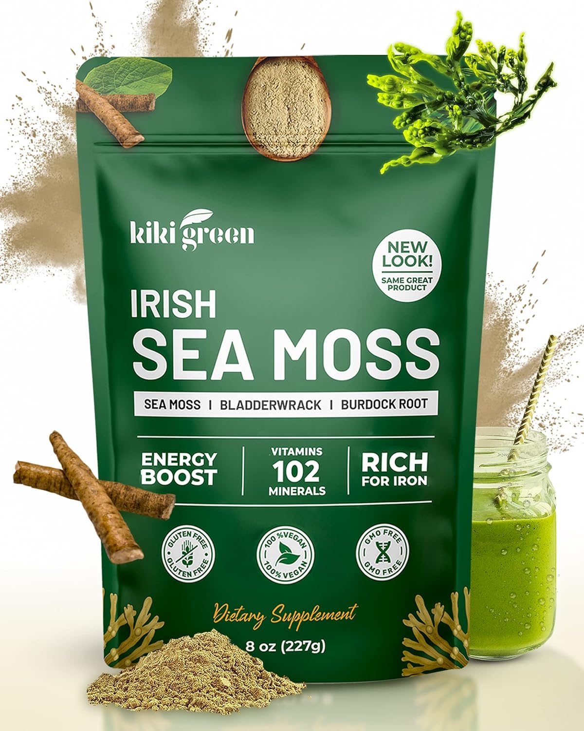 KIKI Polvo de Musgo de Irlanda Verde 8 oz – Apoyo inmunológico