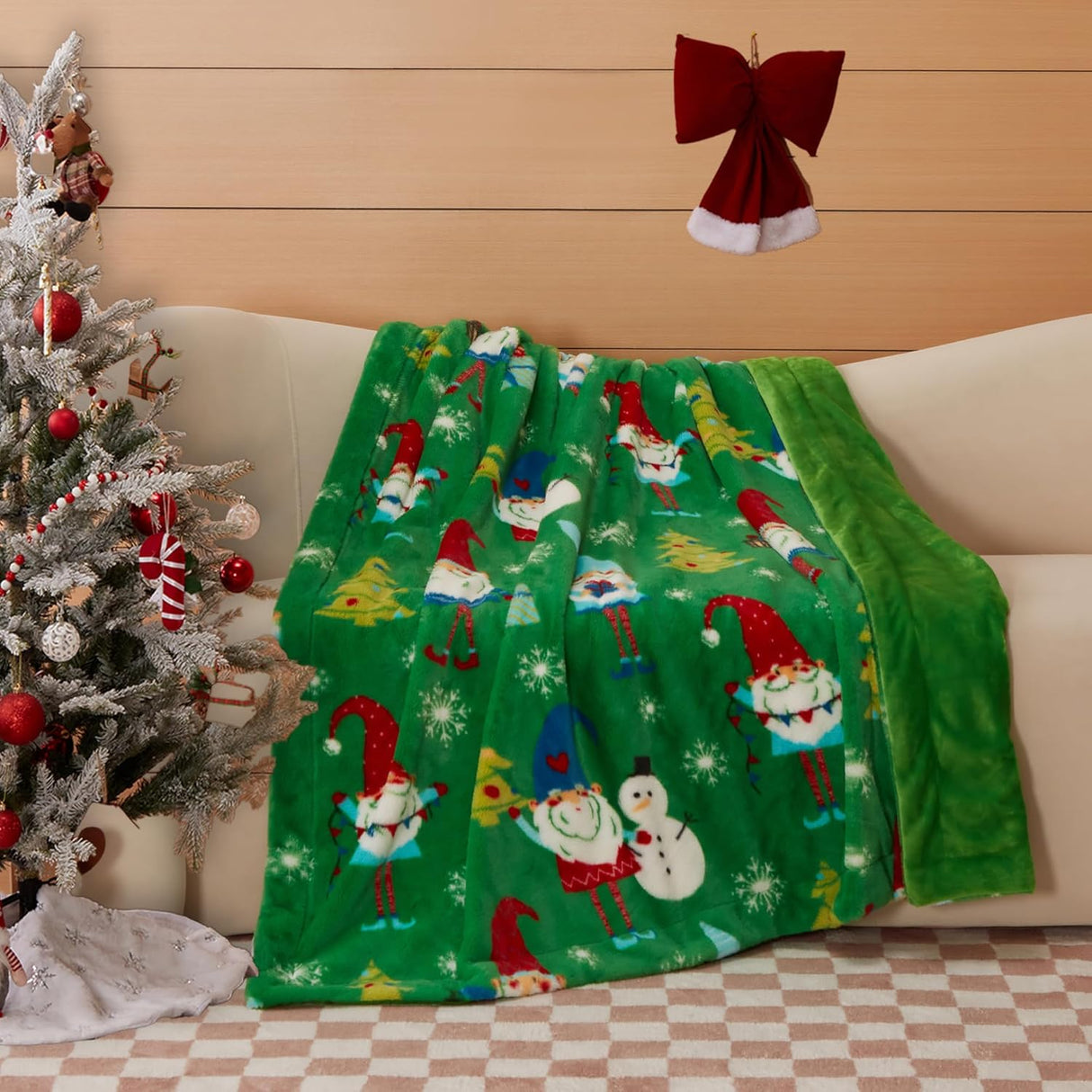 Manta COOVA de piel sintética y franela 50x60 pulgadas Navidad