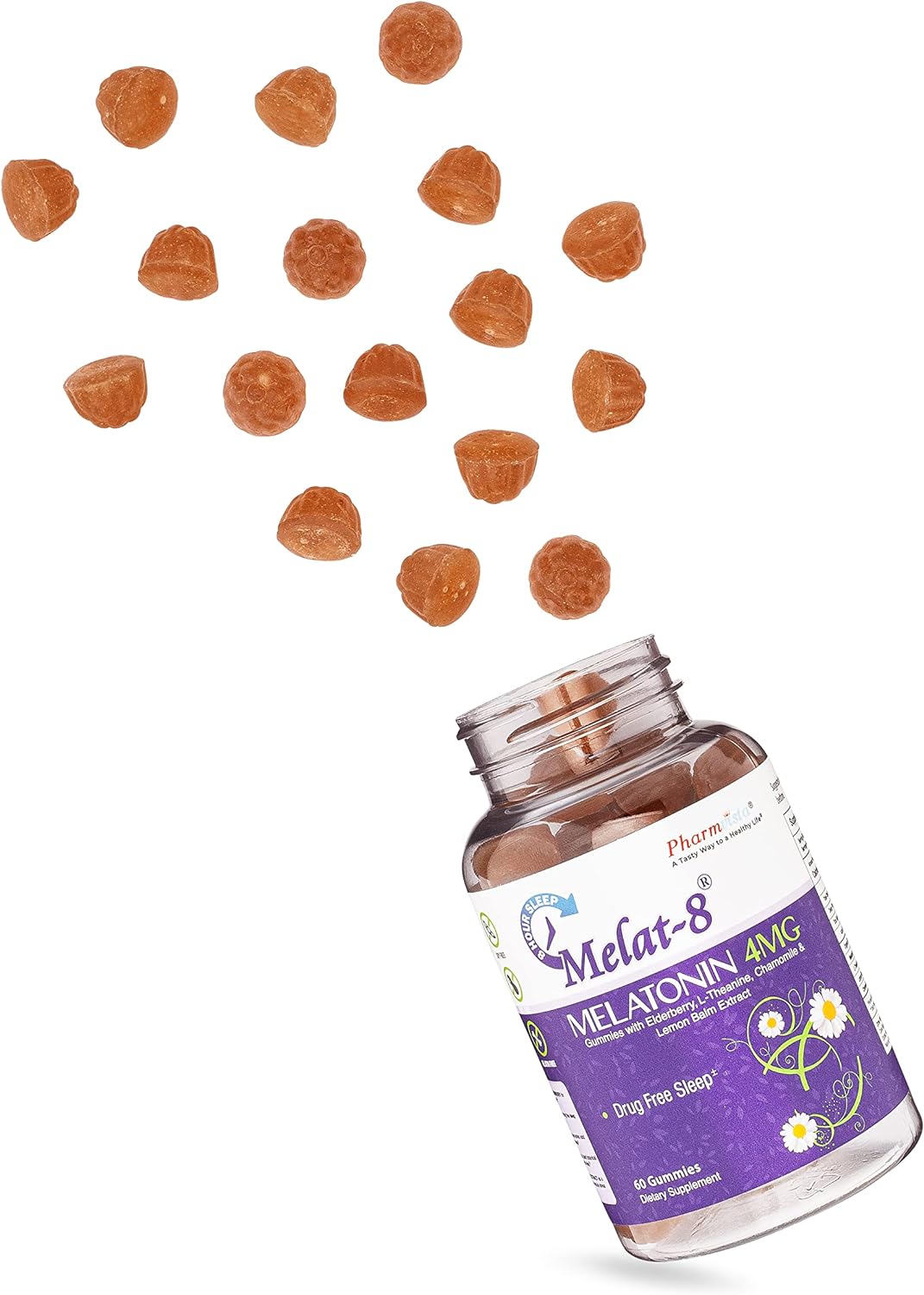 Gomitas para apoyo al sueño 4 mg, saúco, teanina, manzanilla