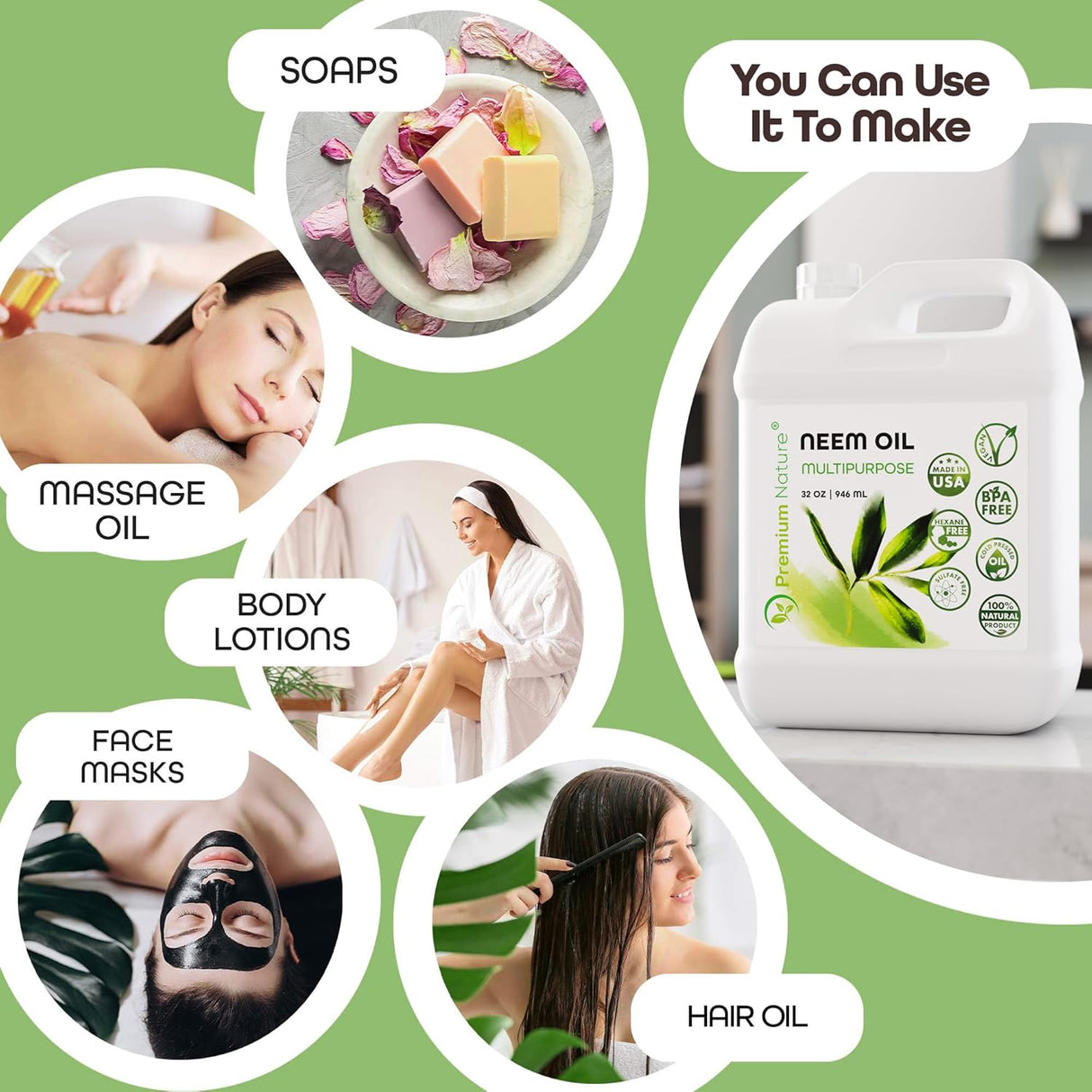 Suplemento Aceite de neem orgánico para la piel 100% puro