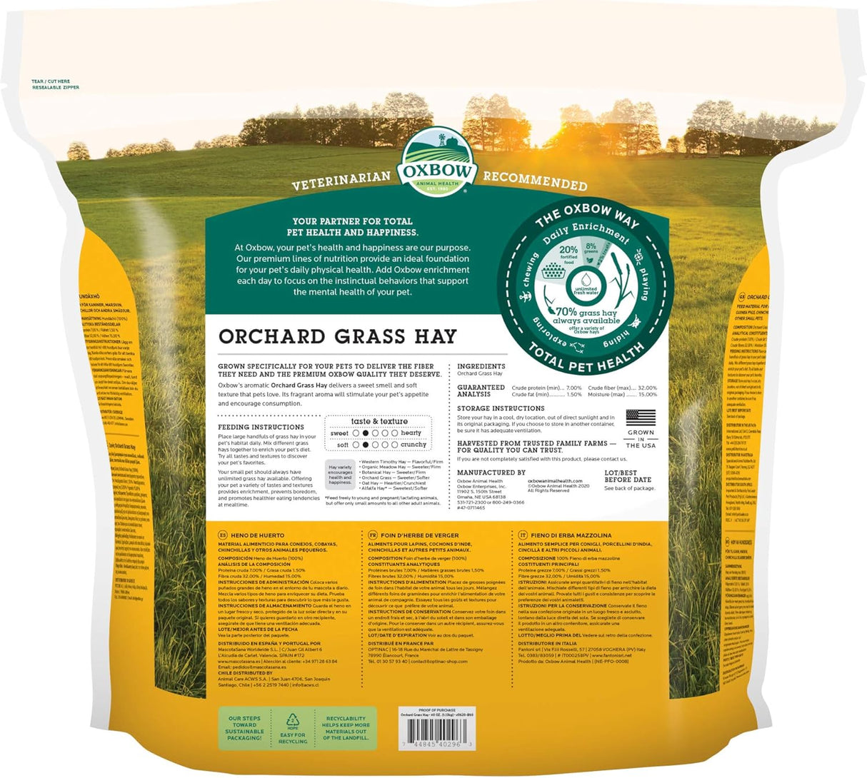 Heno de Hierba Orchard Oxbow - Rico en Fibra - 40 oz.