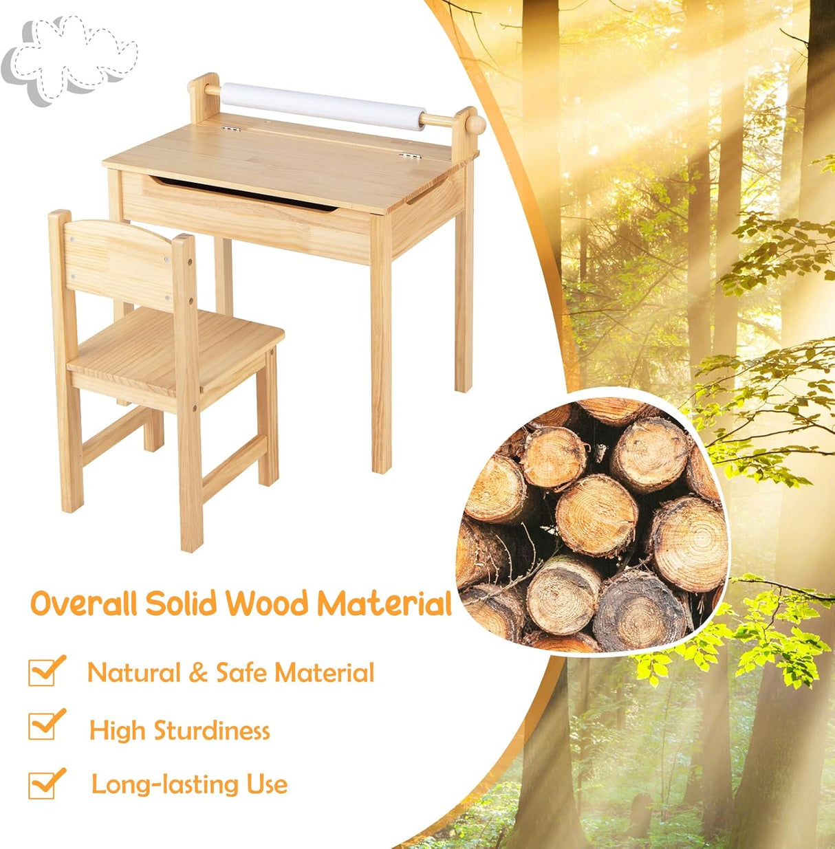 Mesa de manualidades para niños con silla para sala de juegos