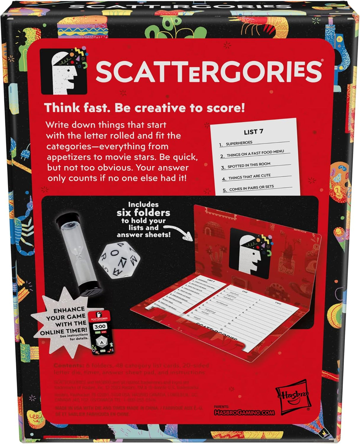 Juego de Scattergories de Hasbro, para 2+ jugadores, clásico