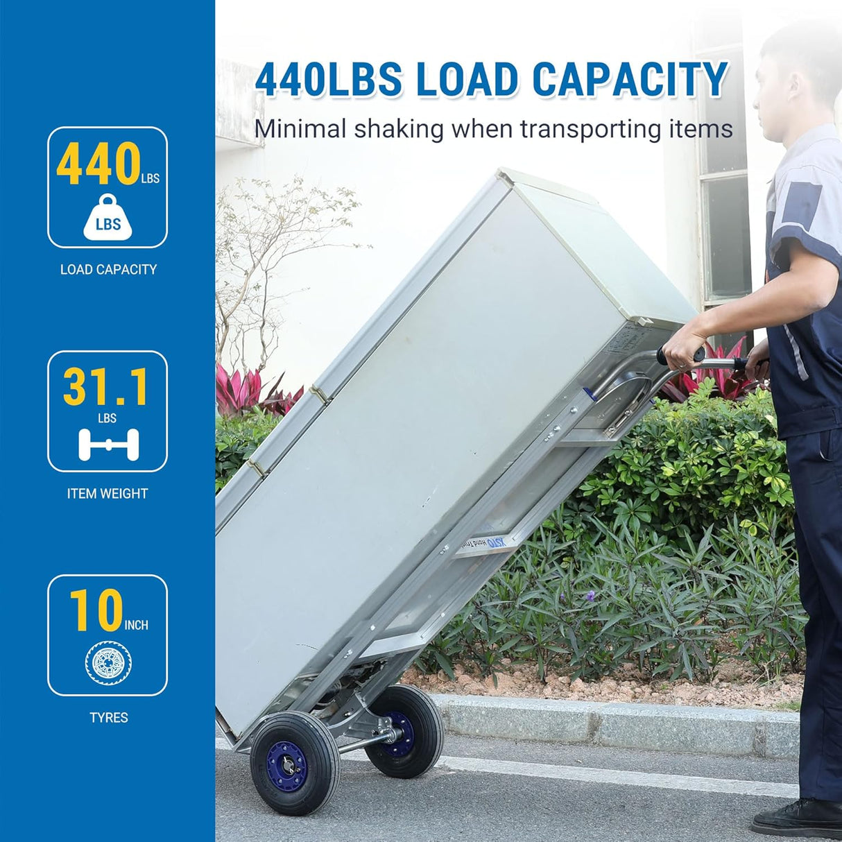 Carretilla de Aluminio HT200C 440 Lbs, Doble Pasamanos, Neumáticos