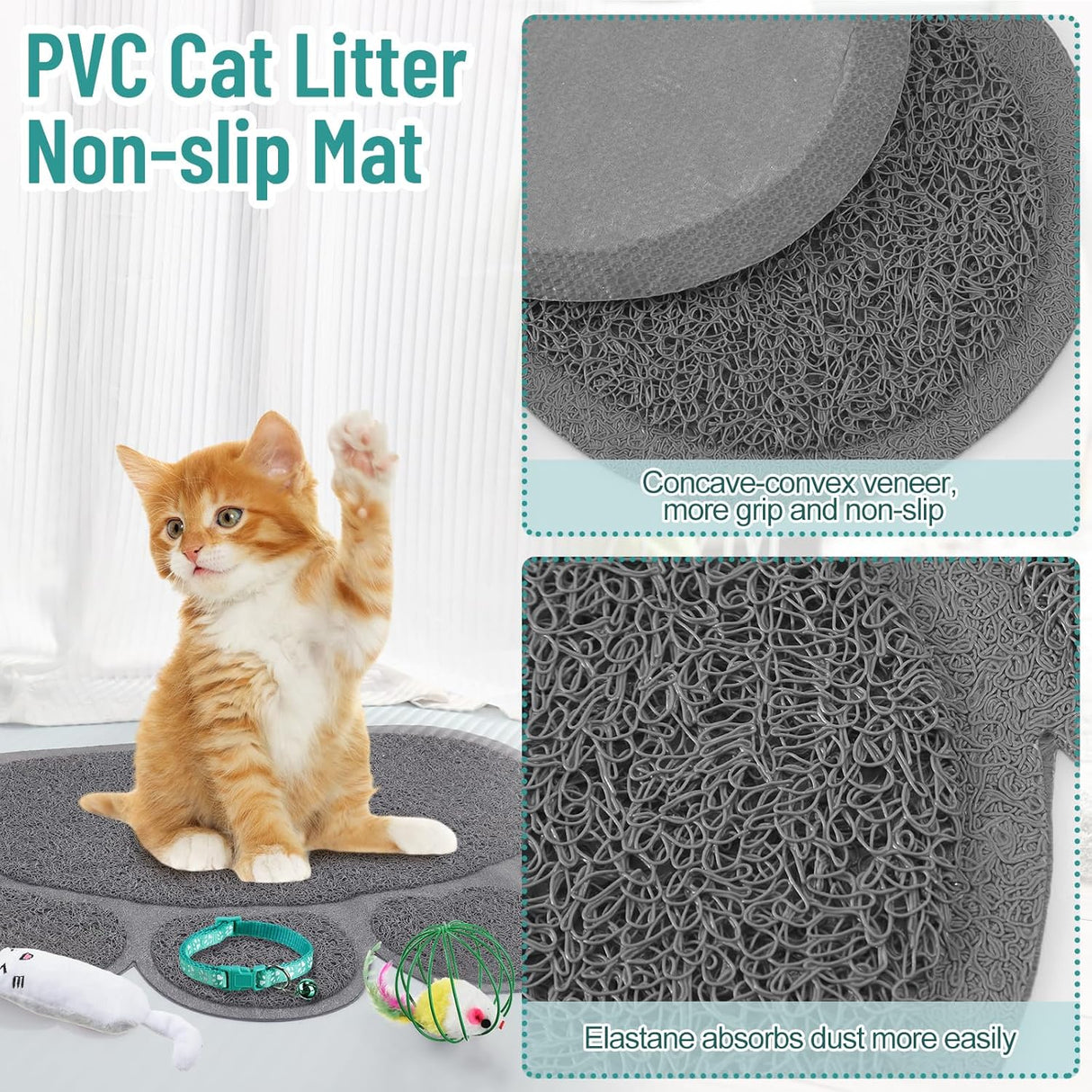 Kit de arenero con alfombrilla para gatos color verde Tioncy