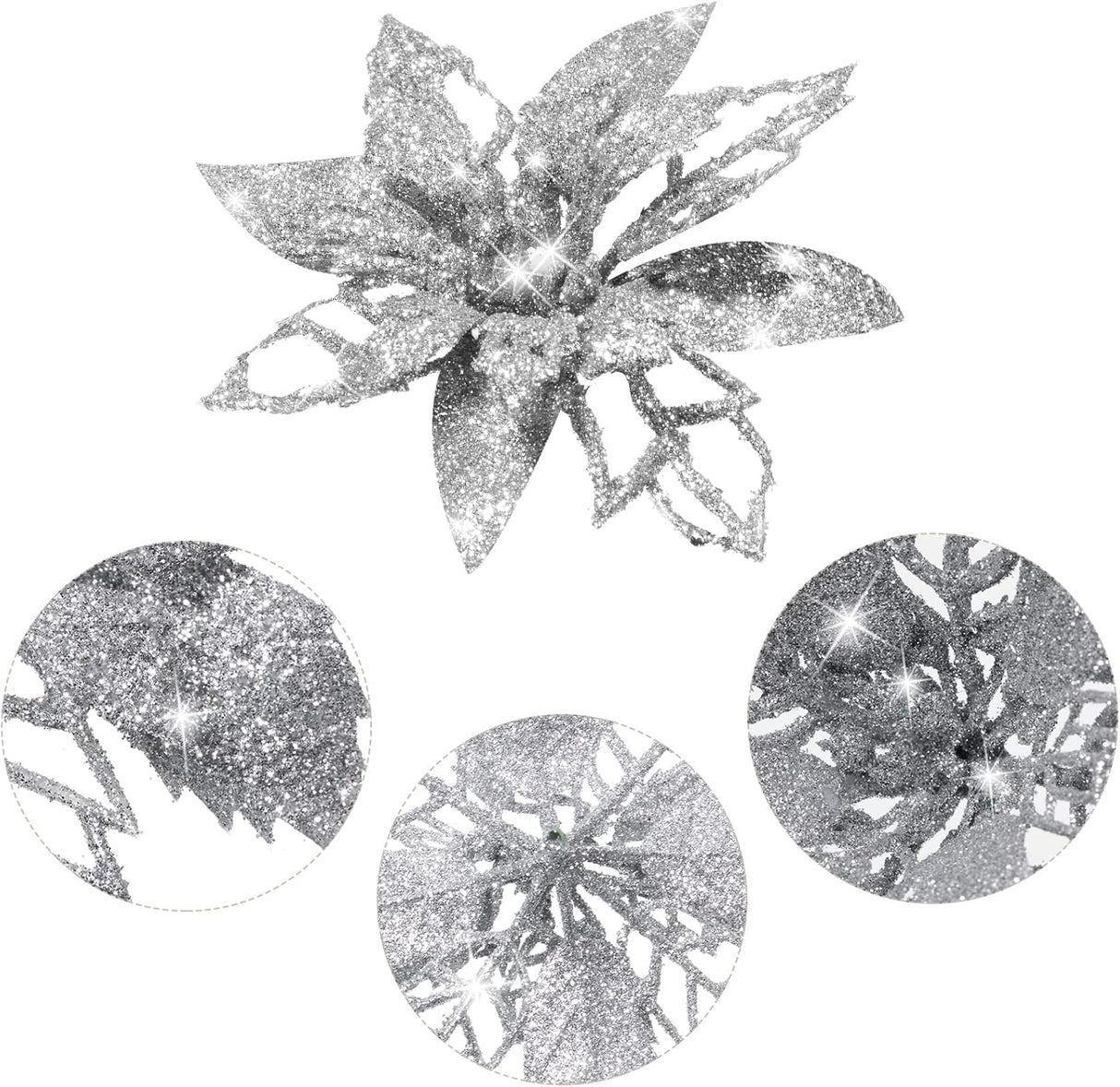 Flores Artificiales Poinsettia Boao 24 Piezas Decoraciones Navidad