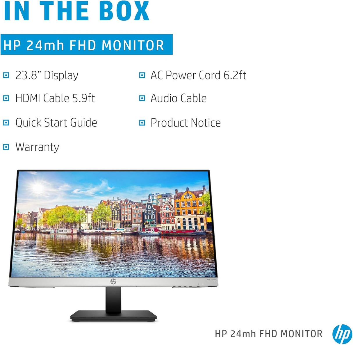 Monitor HP 24mh FHD 23.8 IPS, alt./inclin. ajustable, 1D0J9AA