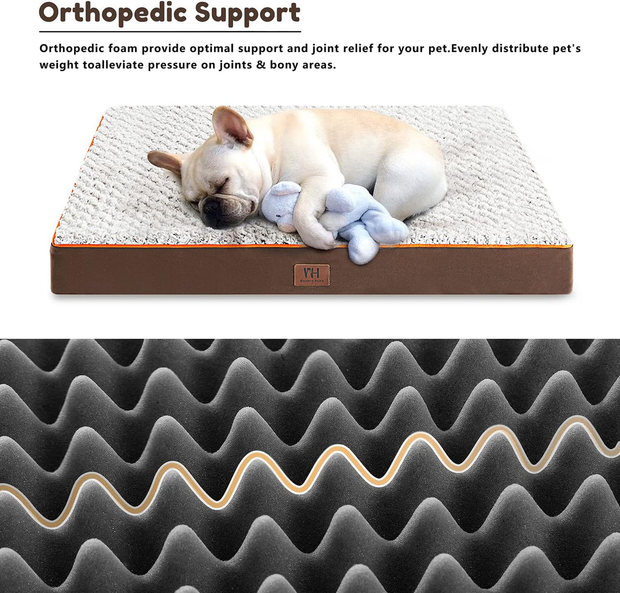 Cama ortopédica para perros grandes WESTERN HOME, espuma gruesa