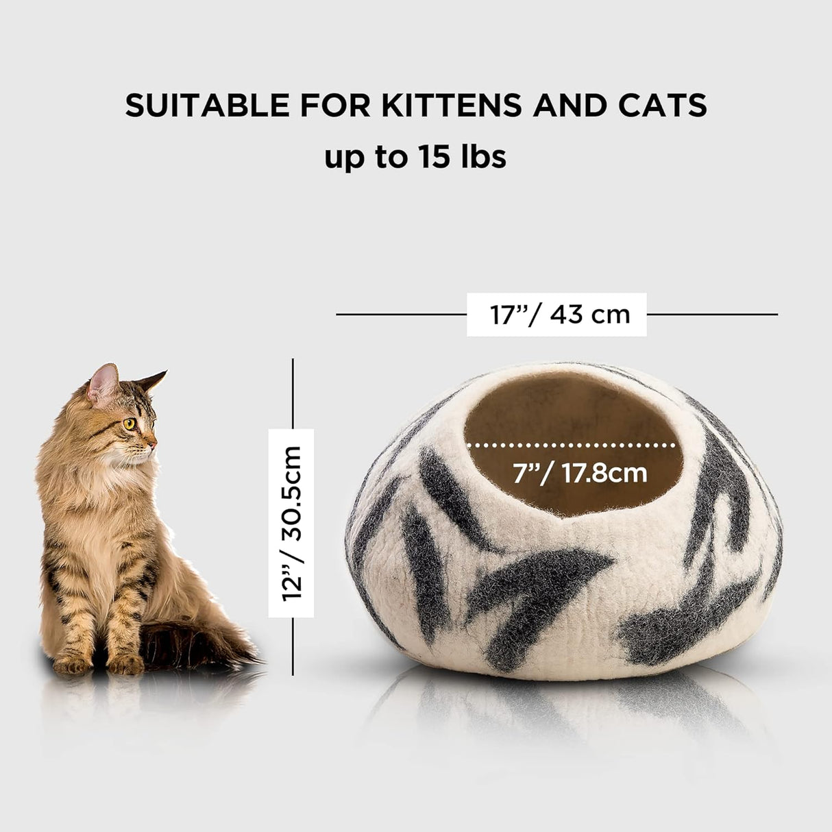 Cueva para Gatos Woolygon - 100% Lana Merino, Hecha a Mano