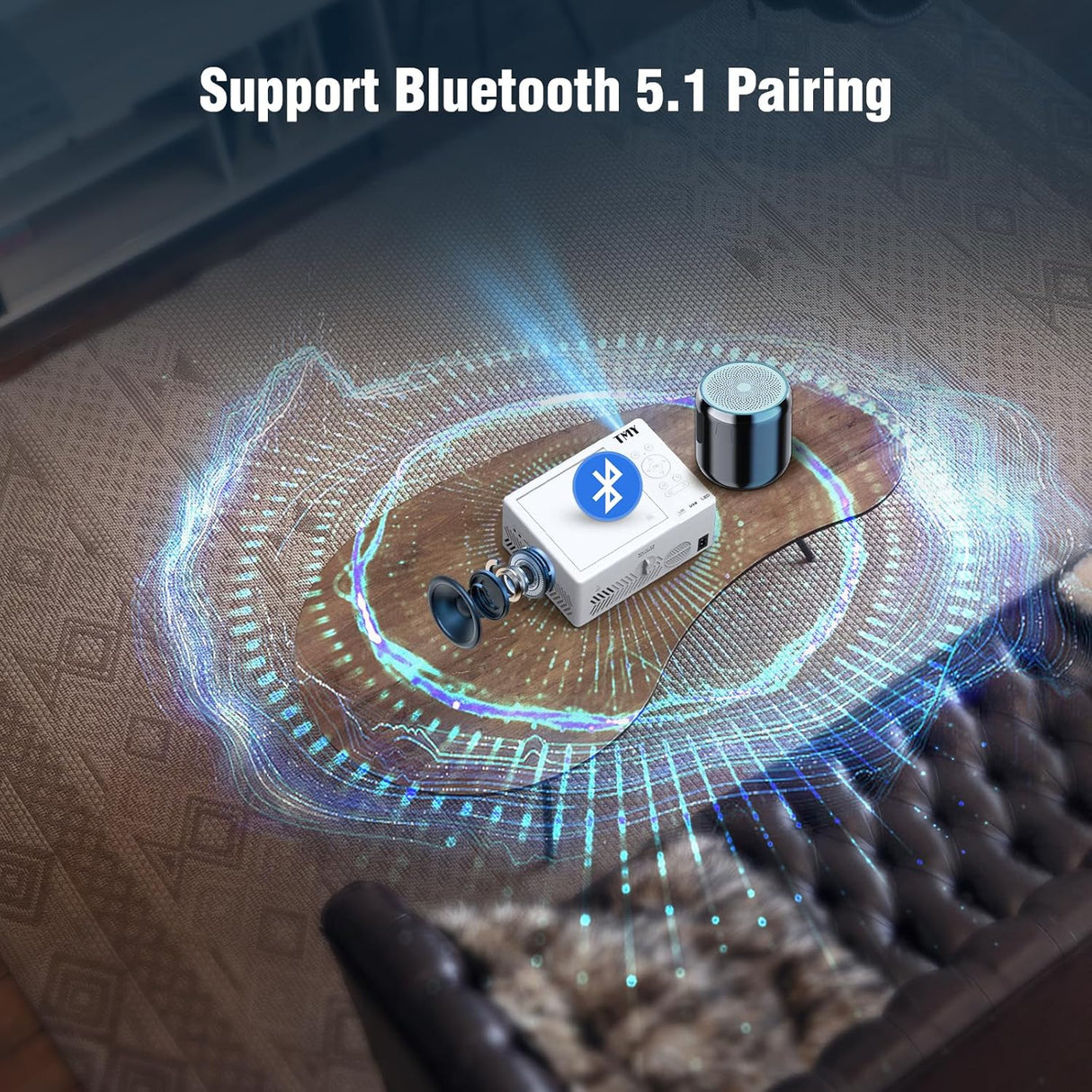 Proyector TMY Bluetooth con DVD, 1080P, portátil, mini proyector