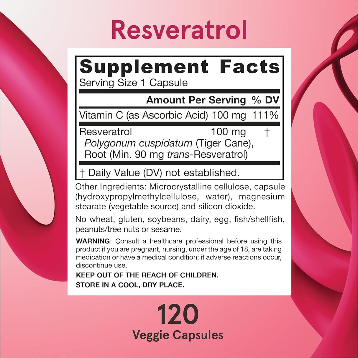 Suplemento Jarrow Resveratrol 100 mg - 120 cápsulas vegetal