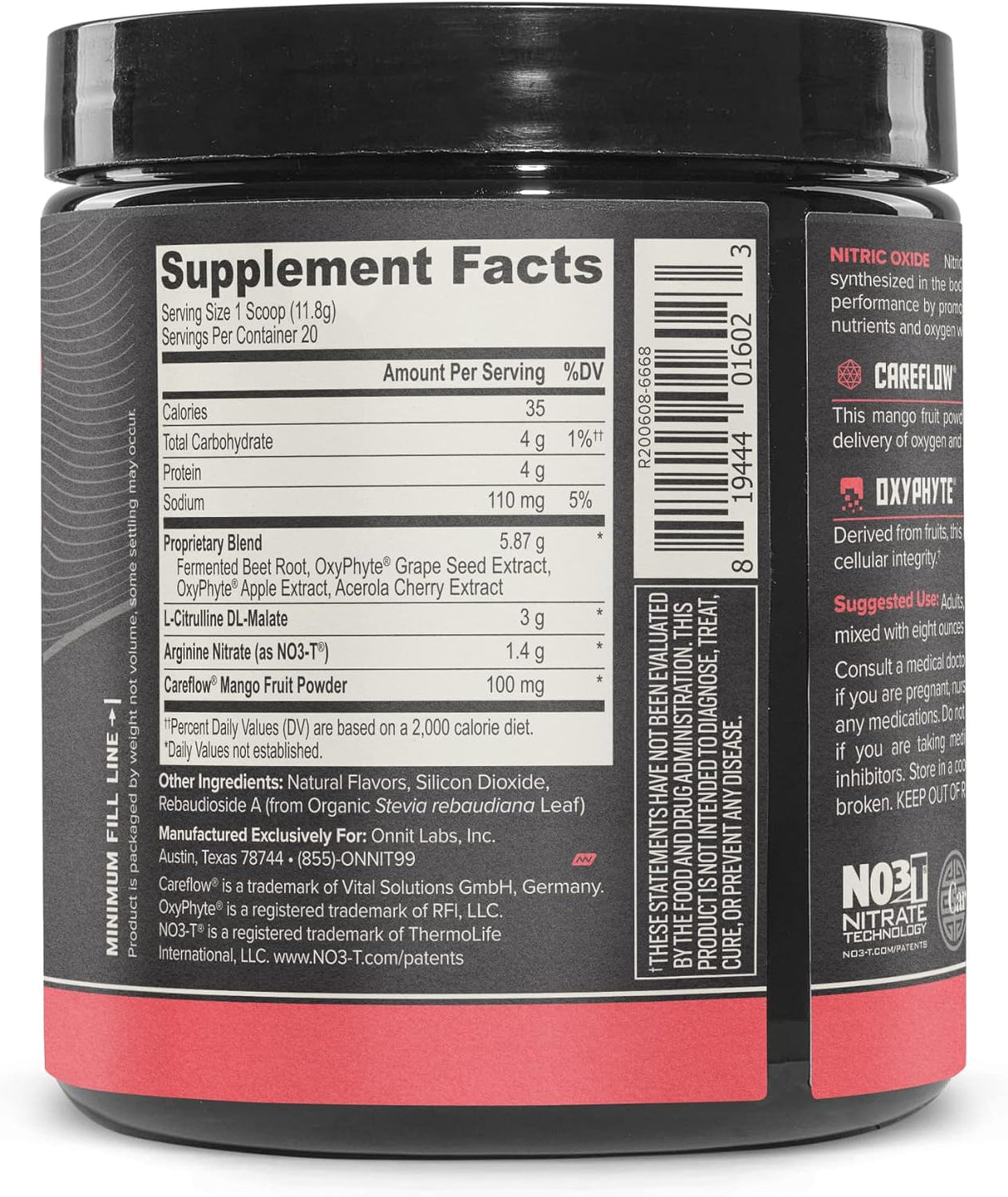 ONNIT Total Nitric Oxide - Polvo de preentrenamiento 236 g