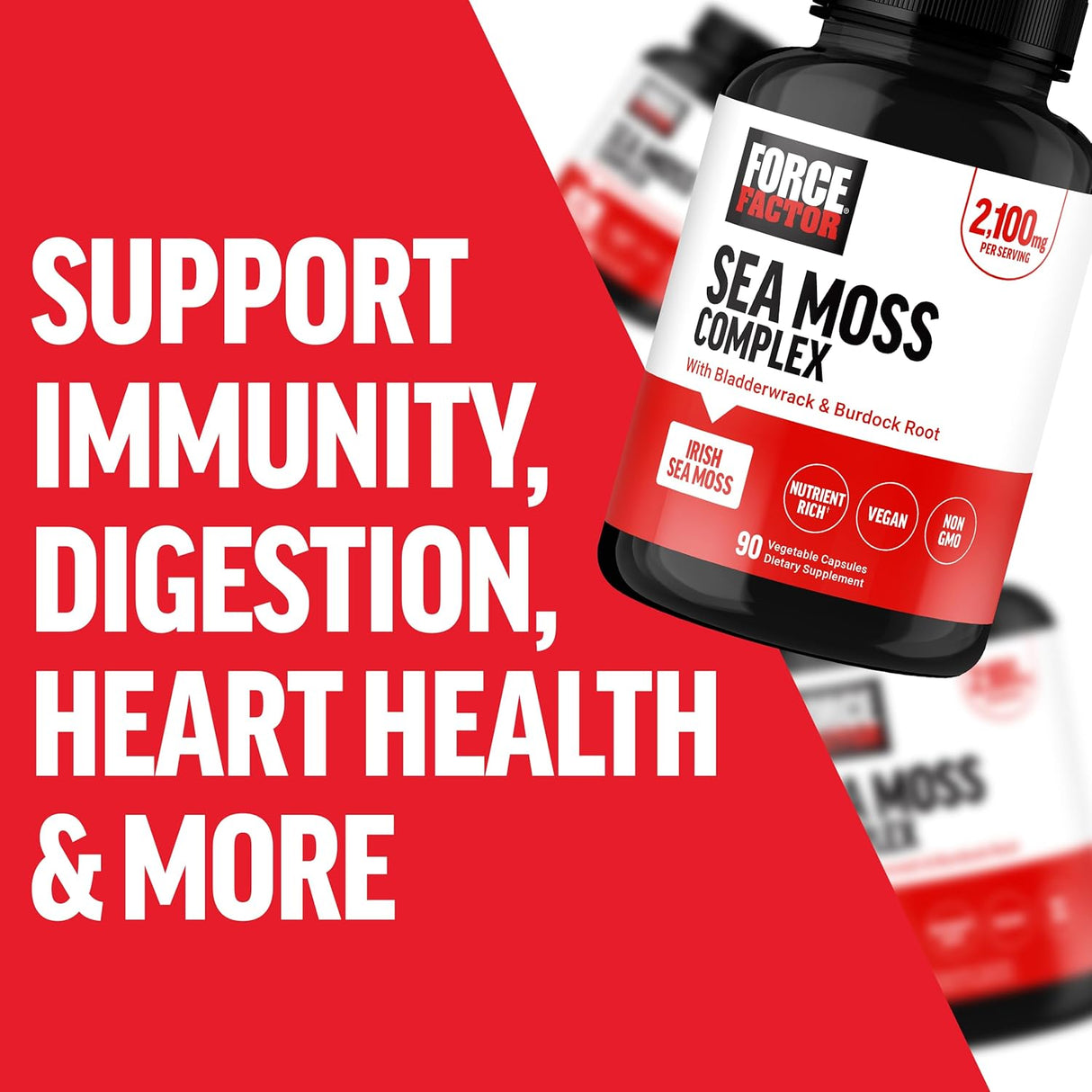 Irish Sea Moss Cápsulas Force Factor con Burdock, 90 cápsulas