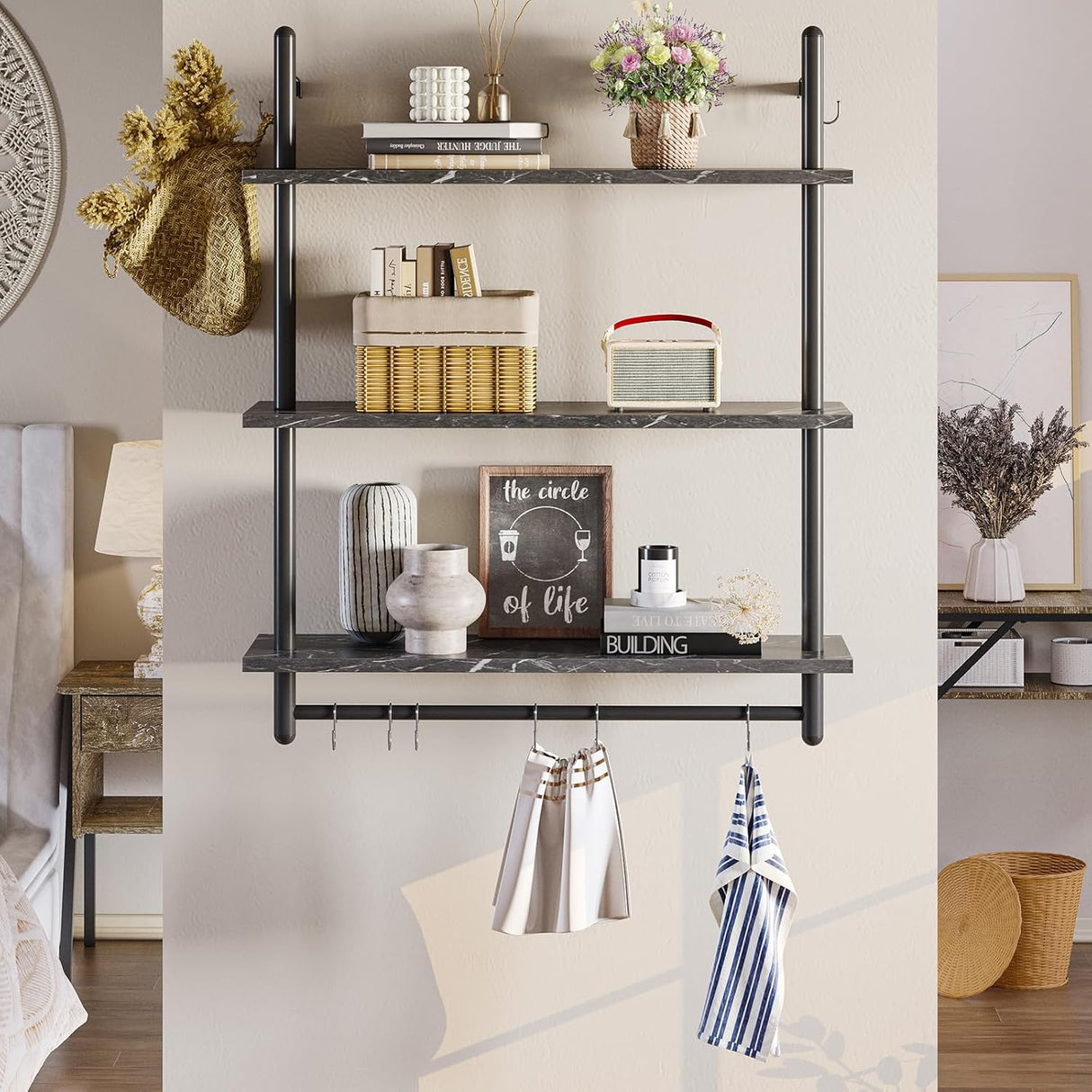 Estantería Flotante Bestier, 3 Niveles para Cocina y Baño