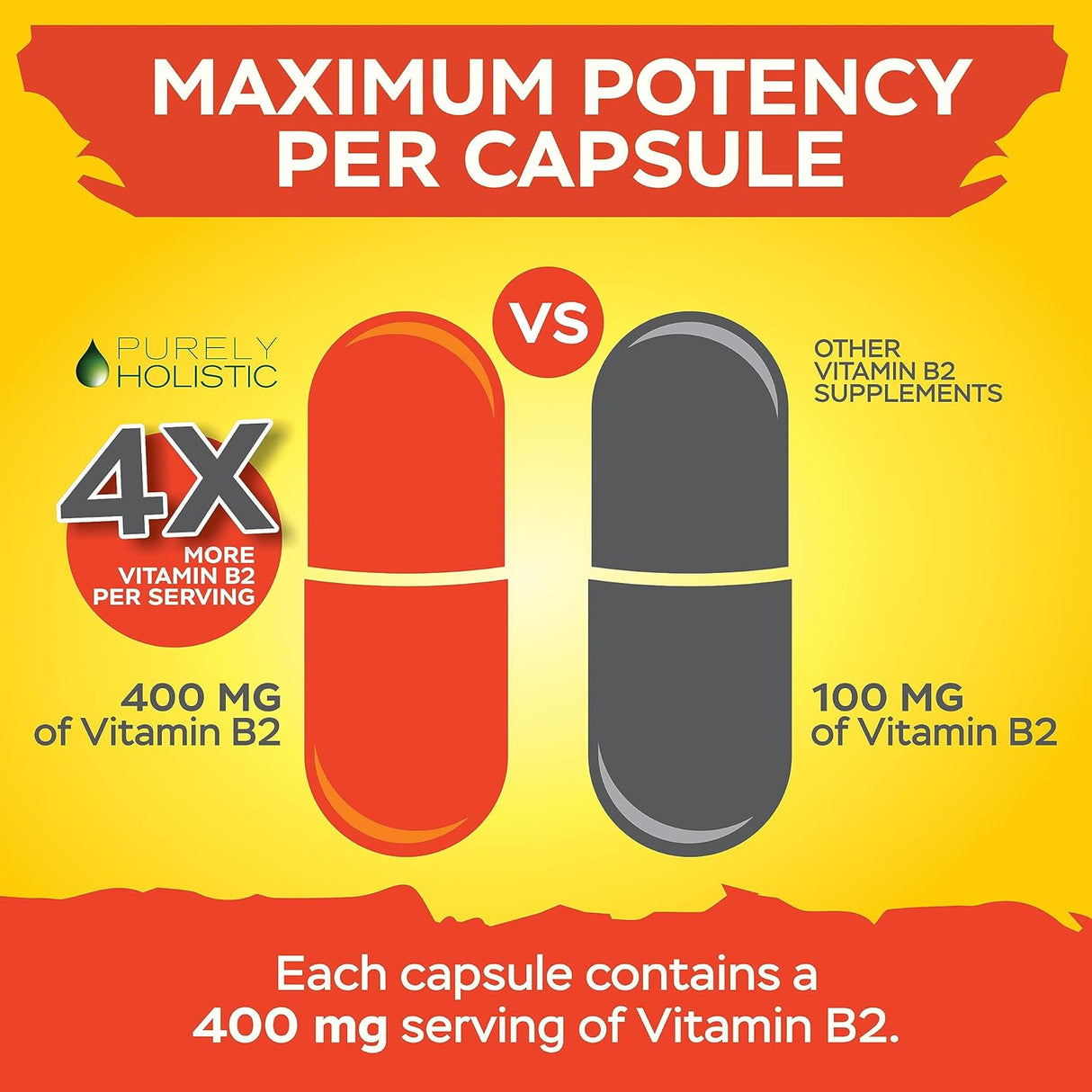 Vitamin B2 Holístico Purely, 400mg, 240 cápsulas veganas