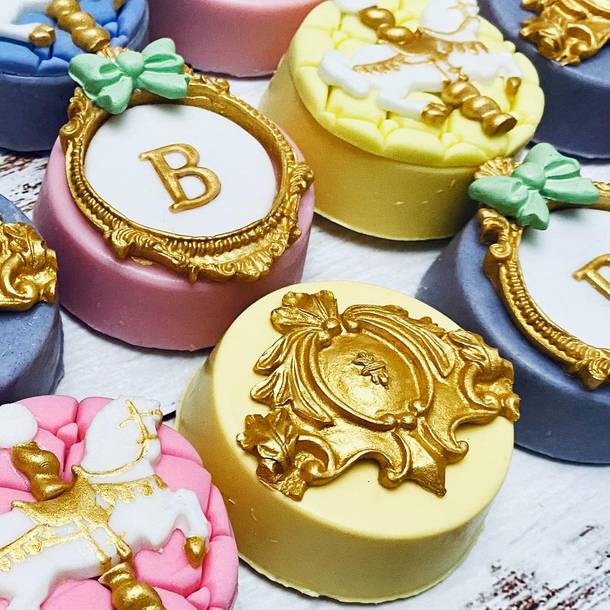 Molde de silicona de alivio barroco de fondant de borde