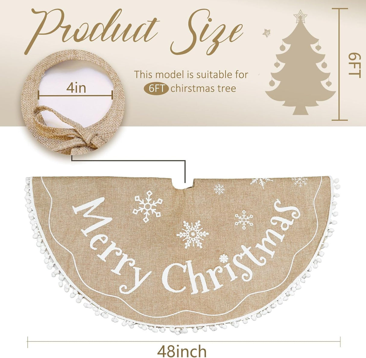 Funda de Árbol de Navidad AerWo 48 Pulgadas con Copos de Nieve