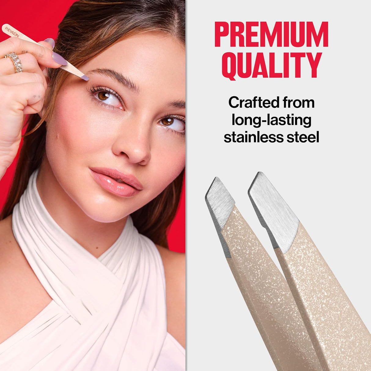 Pinzas de Diseño Revlon, Alta Precisión, Acero Inoxidable, 1 Unidad