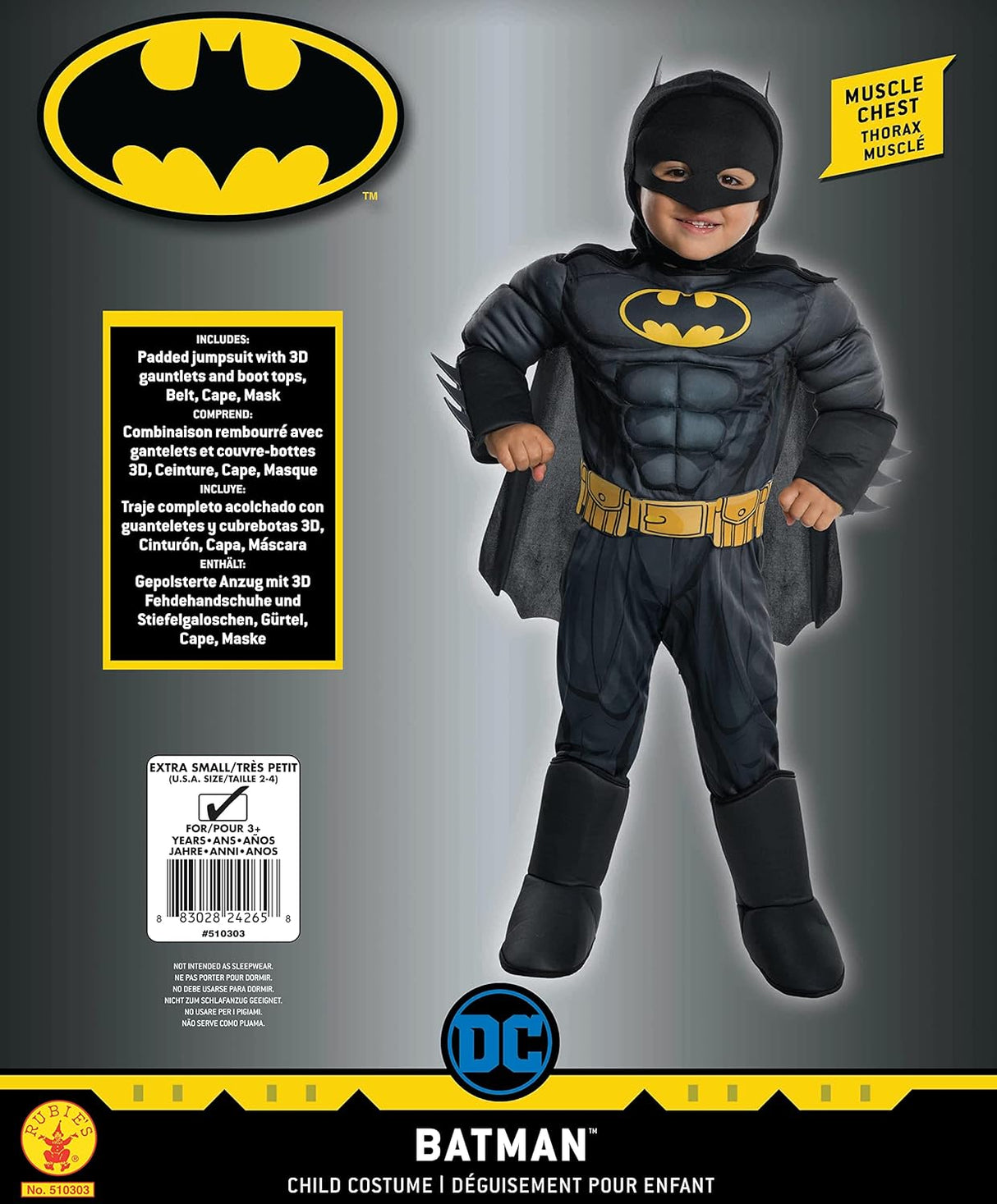 Disfraz de Batman Deluxe para niños pequeños talla 2T