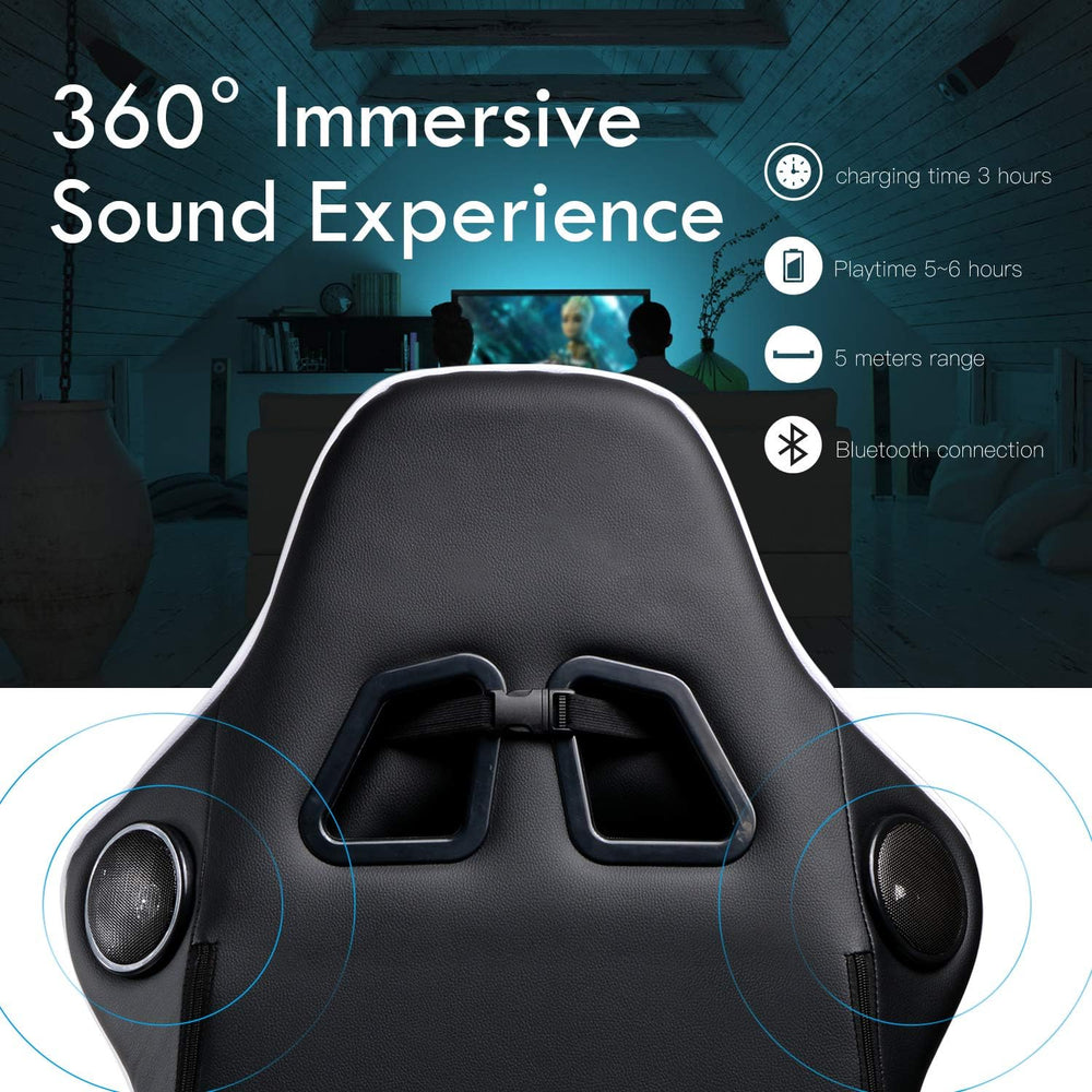 Silla de juegos con reposapiés y altavoces Bluetooth