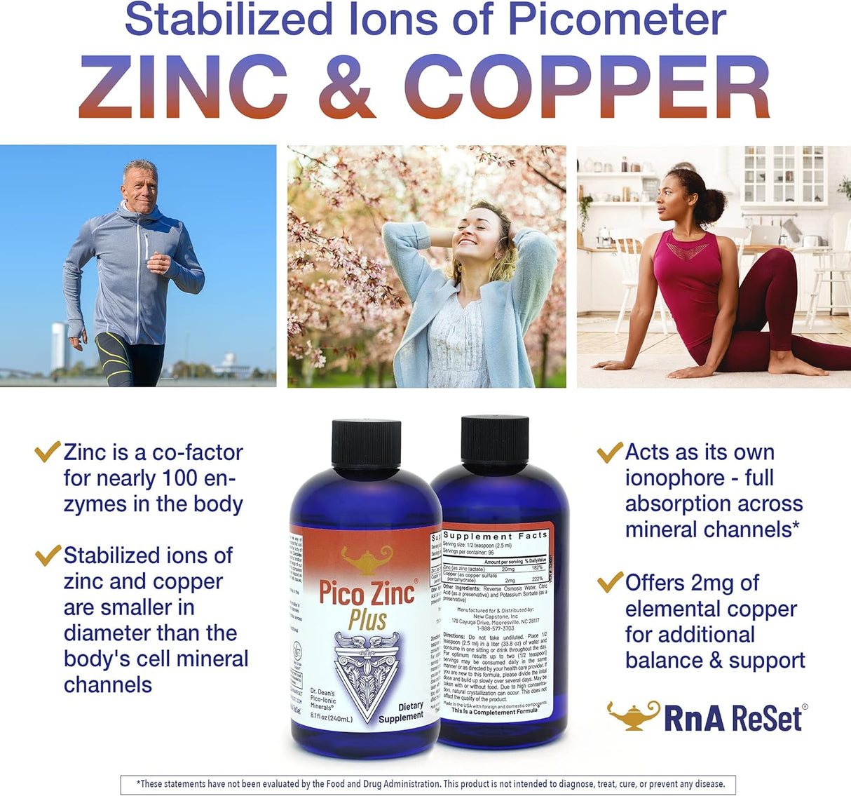 Suplementos Zinc Plus solución de picometer zinc y cobre